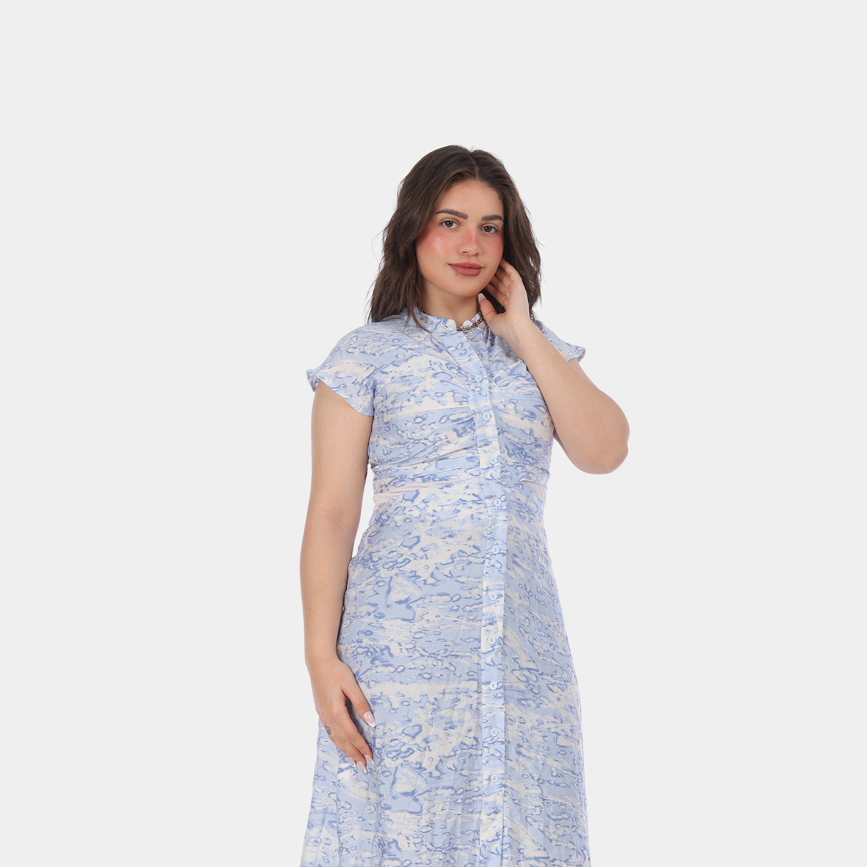 Button-Down Midi Dress with Quarter Sleeves s1501527