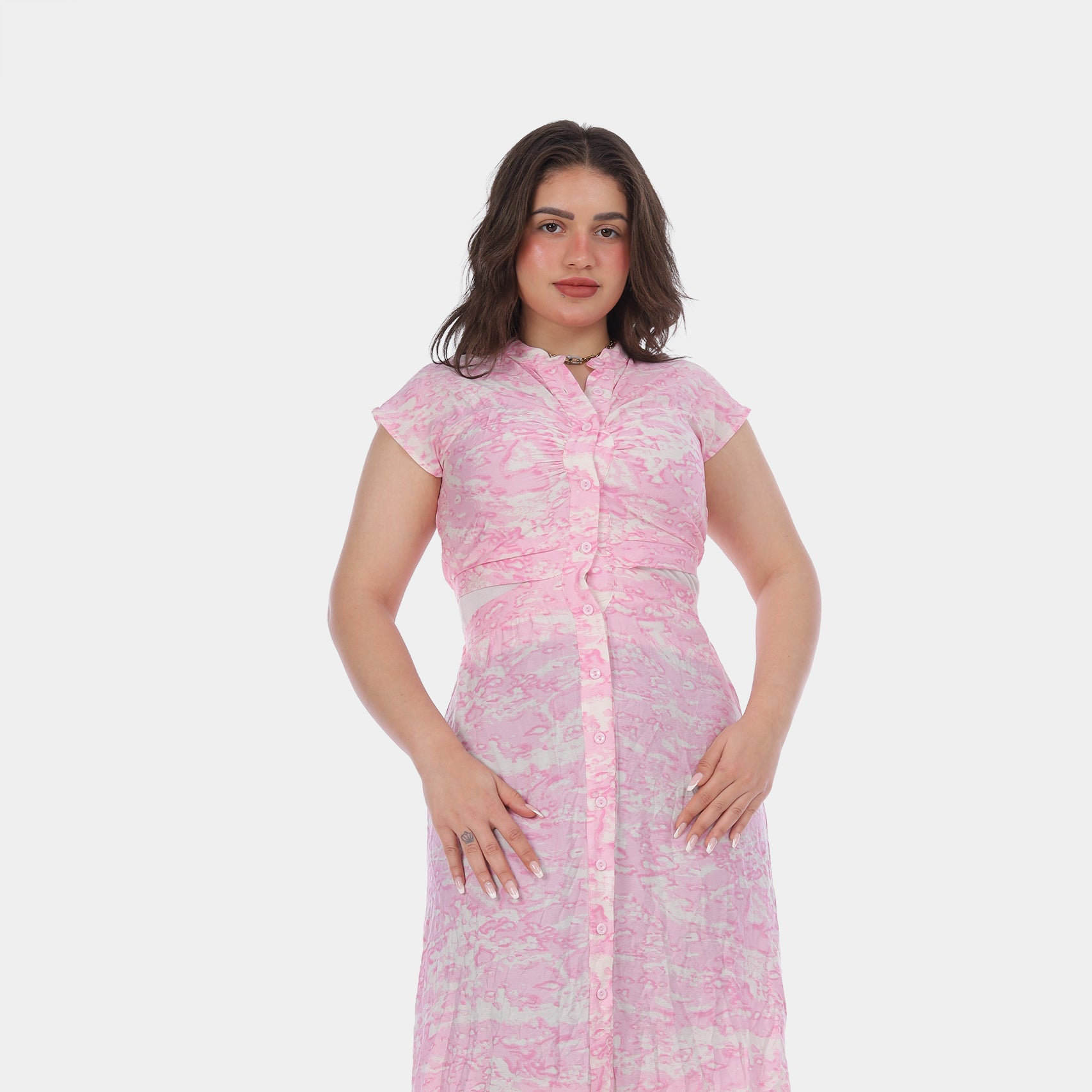 Button-Down Midi Dress with Quarter Sleeves s1501527