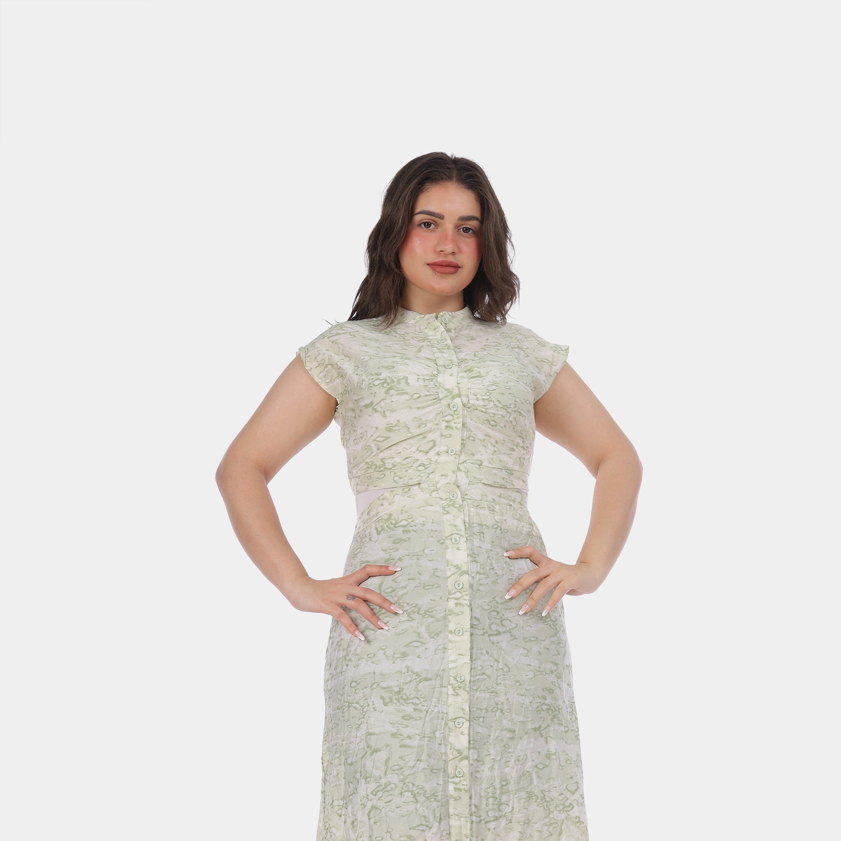 Button-Down Midi Dress with Quarter Sleeves s1501527