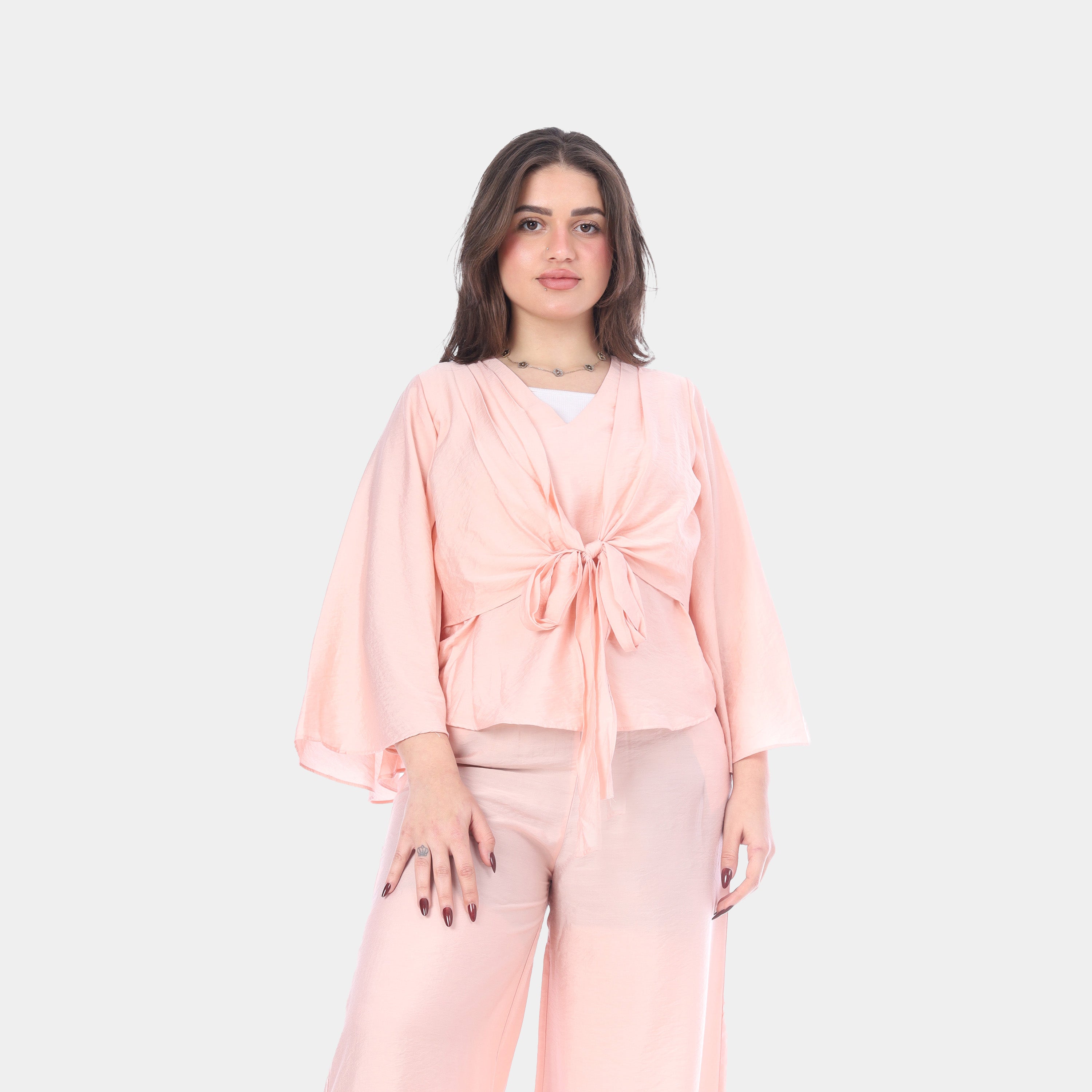 Elegant Wrap Blouse & Wide-Leg Pants Set s1502217/3