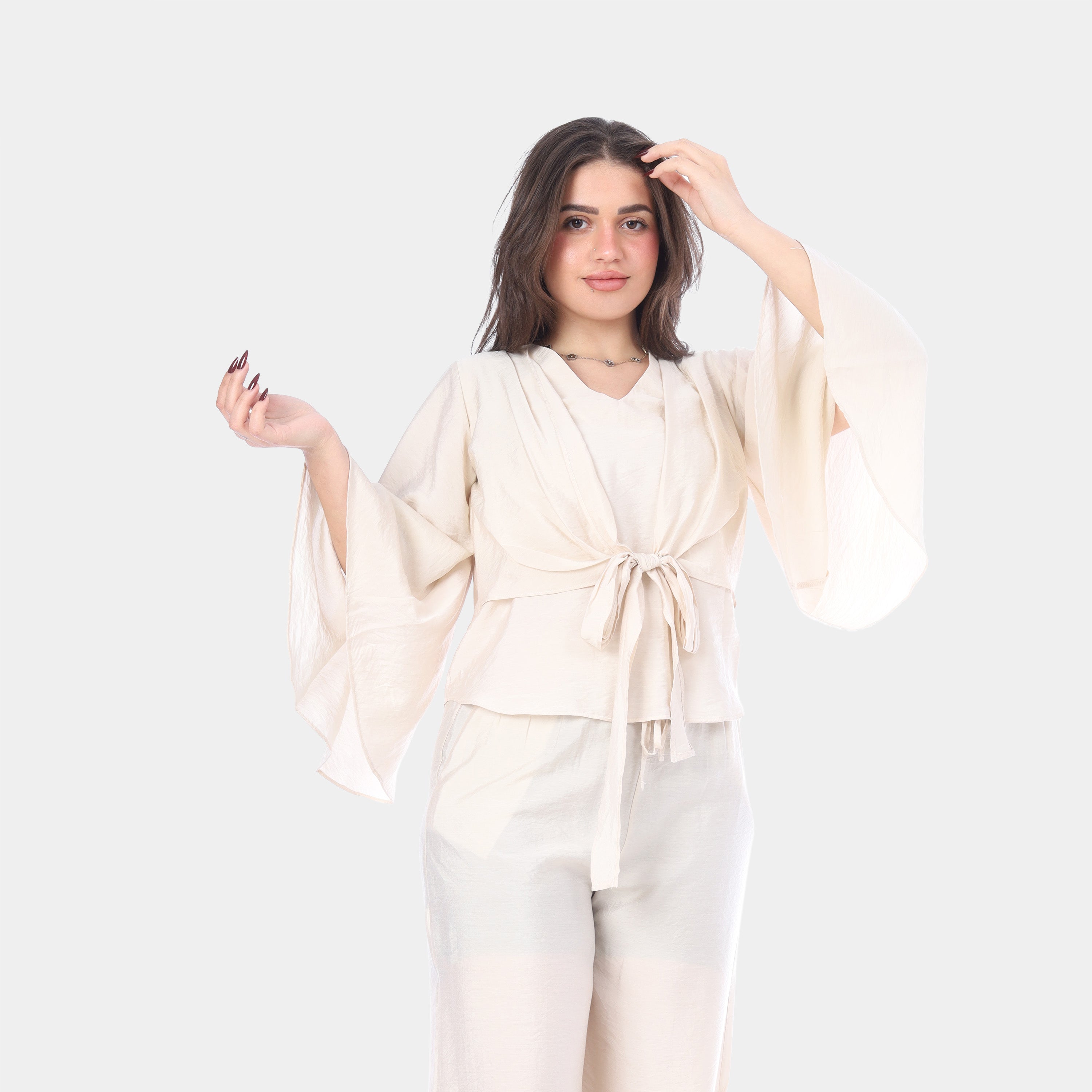 Elegant Wrap Blouse & Wide-Leg Pants Set s1502217/3