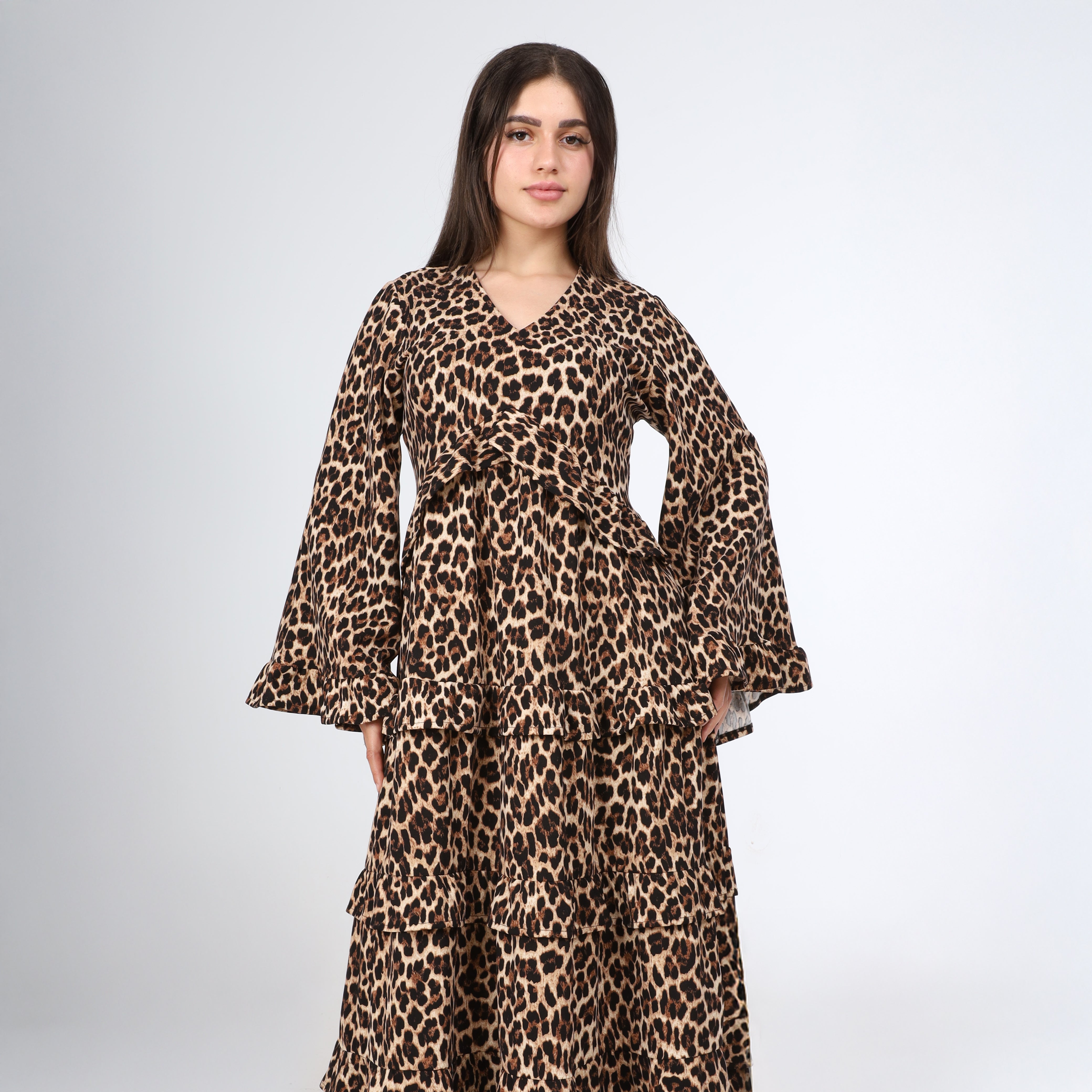 Leopard Print Ruffle Maxi Dress w1634132/1
