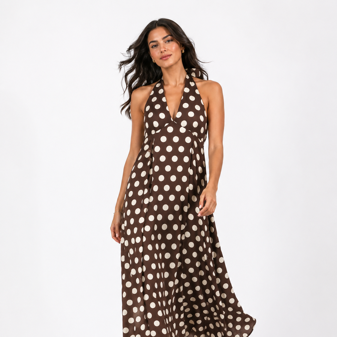 Sleeveless Polka Dot Dress 209210142