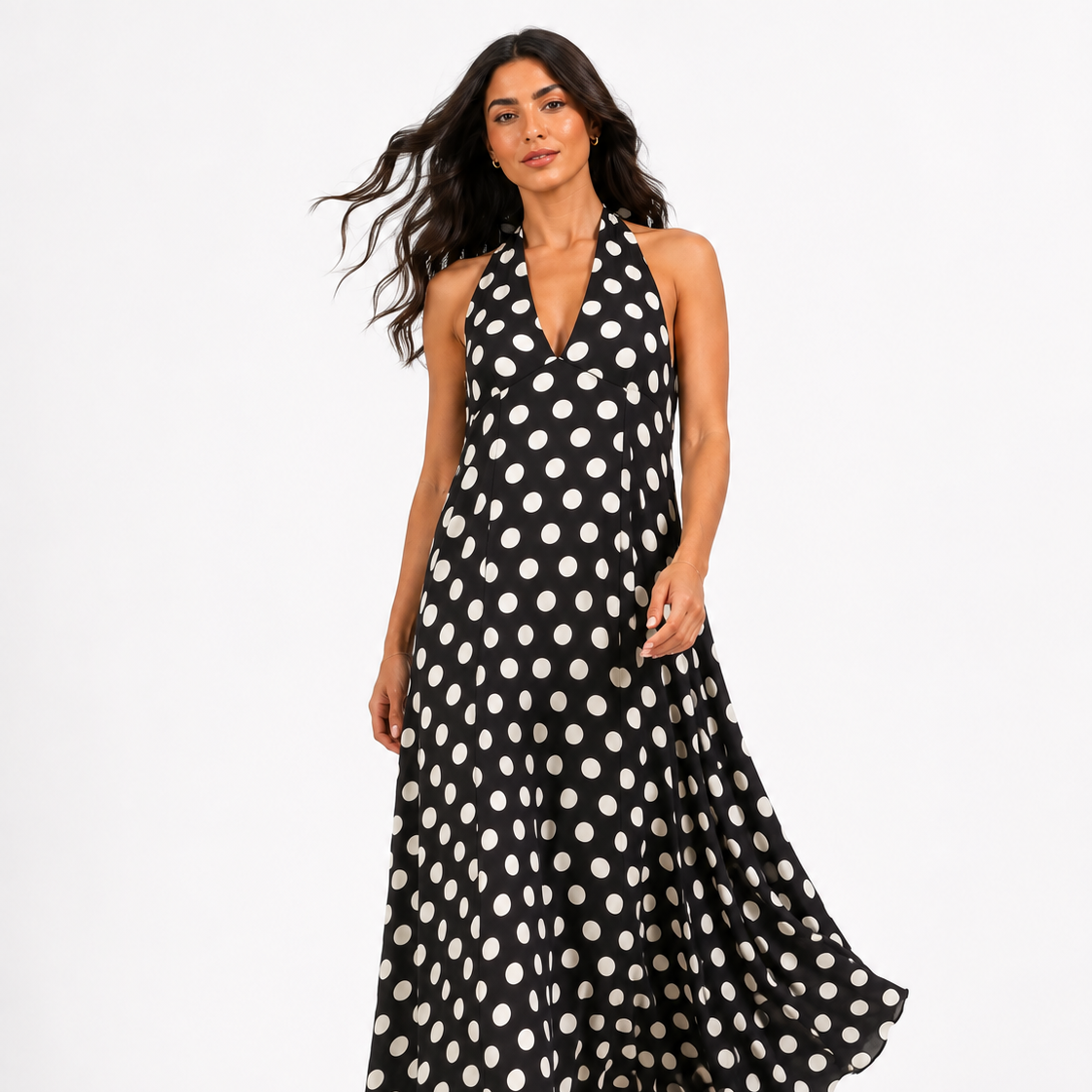 Sleeveless Polka Dot Dress 209210142