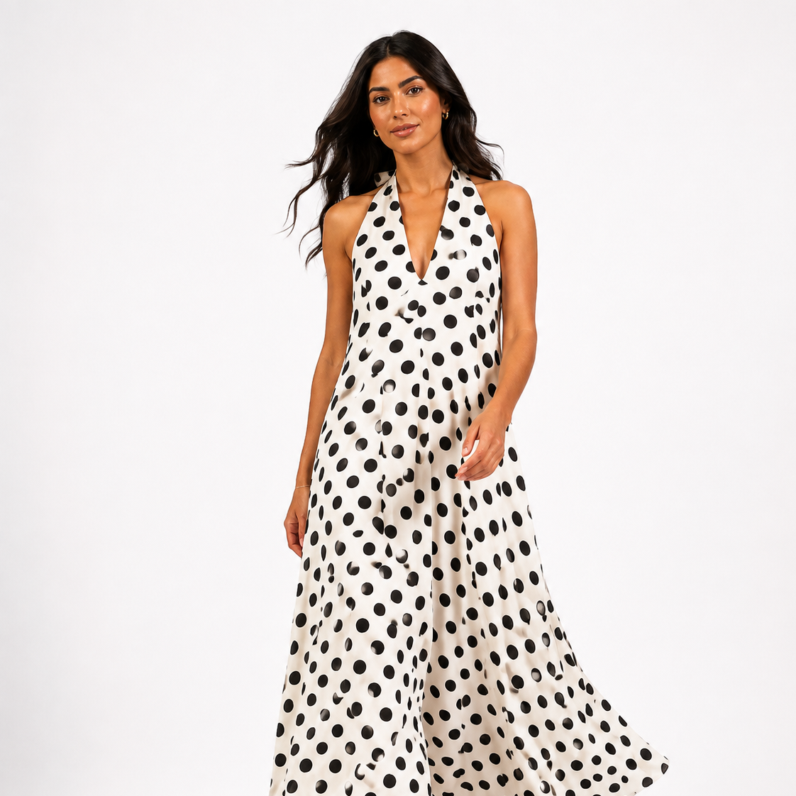 Sleeveless Polka Dot Dress 209210142