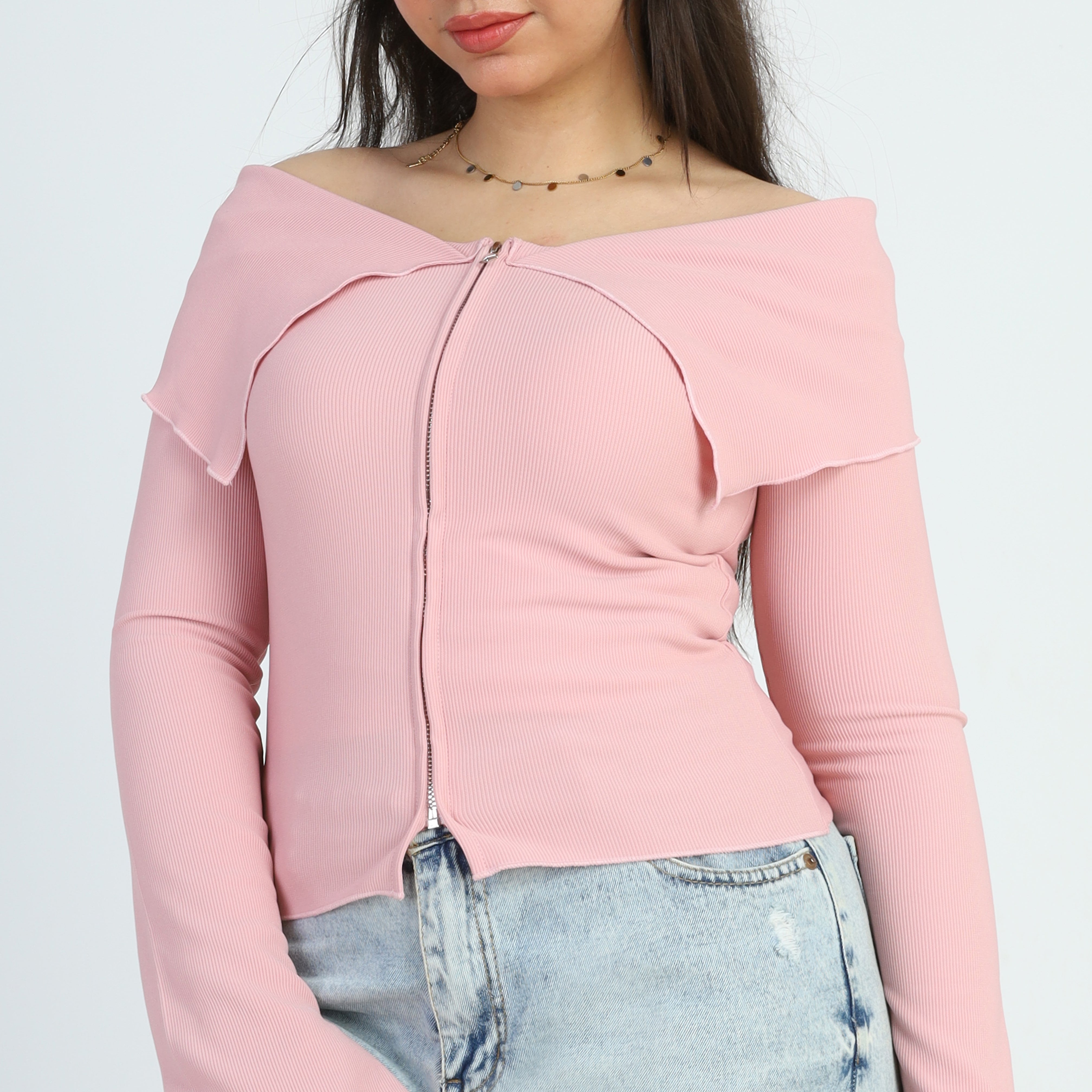 Off-Shoulder Zipper Top s1501163/4