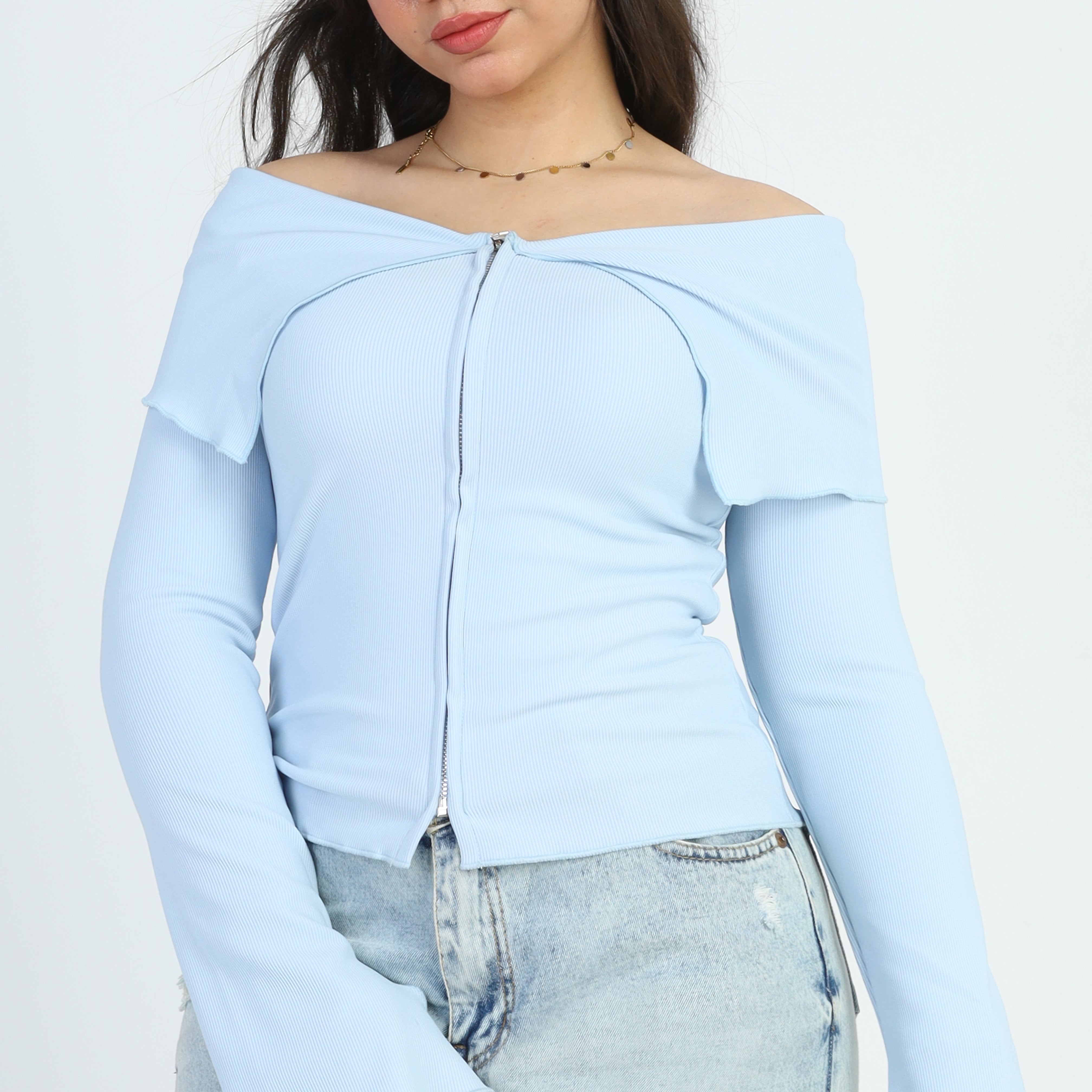 Off-Shoulder Zipper Top s1501163/4