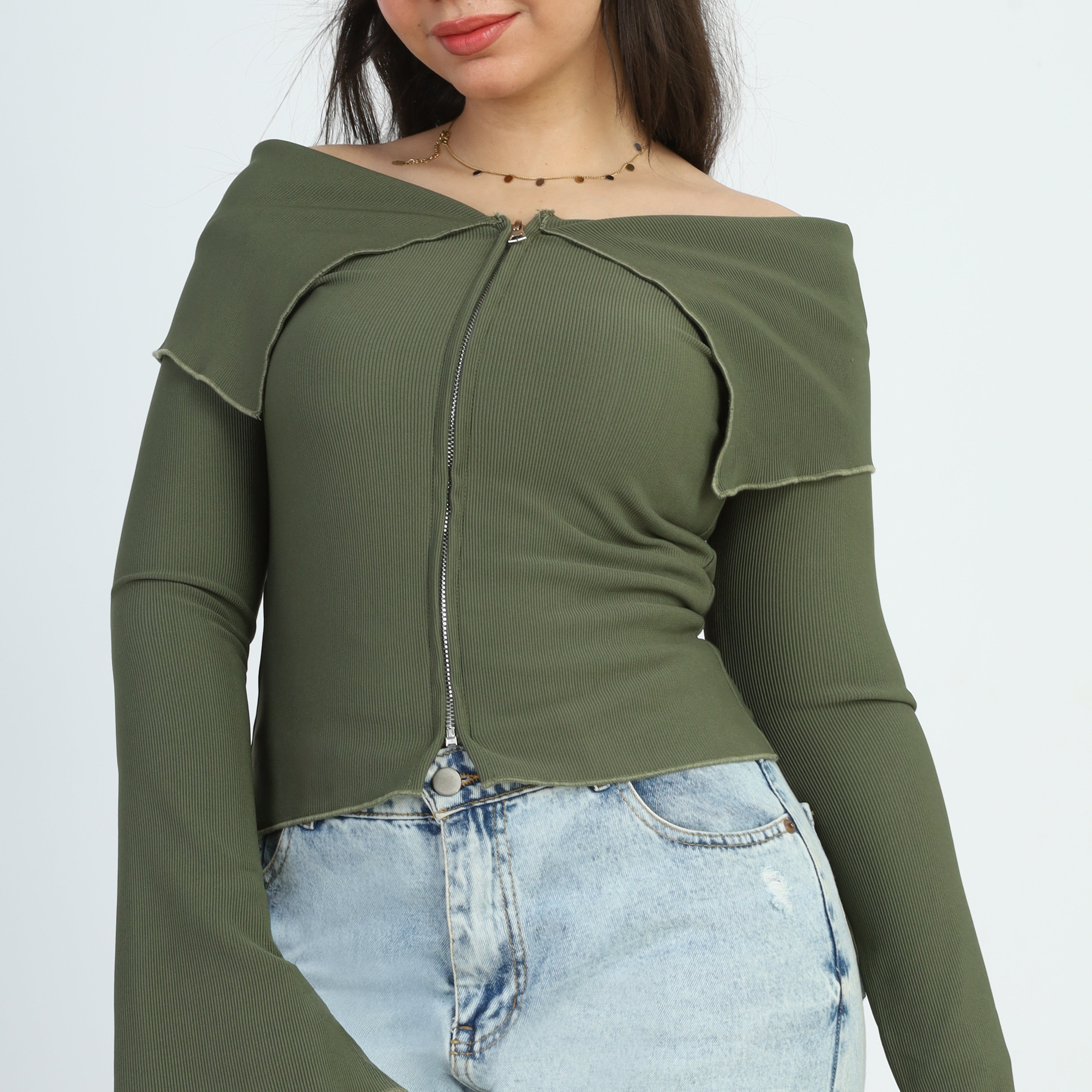 Off-Shoulder Zipper Top s1501163/4