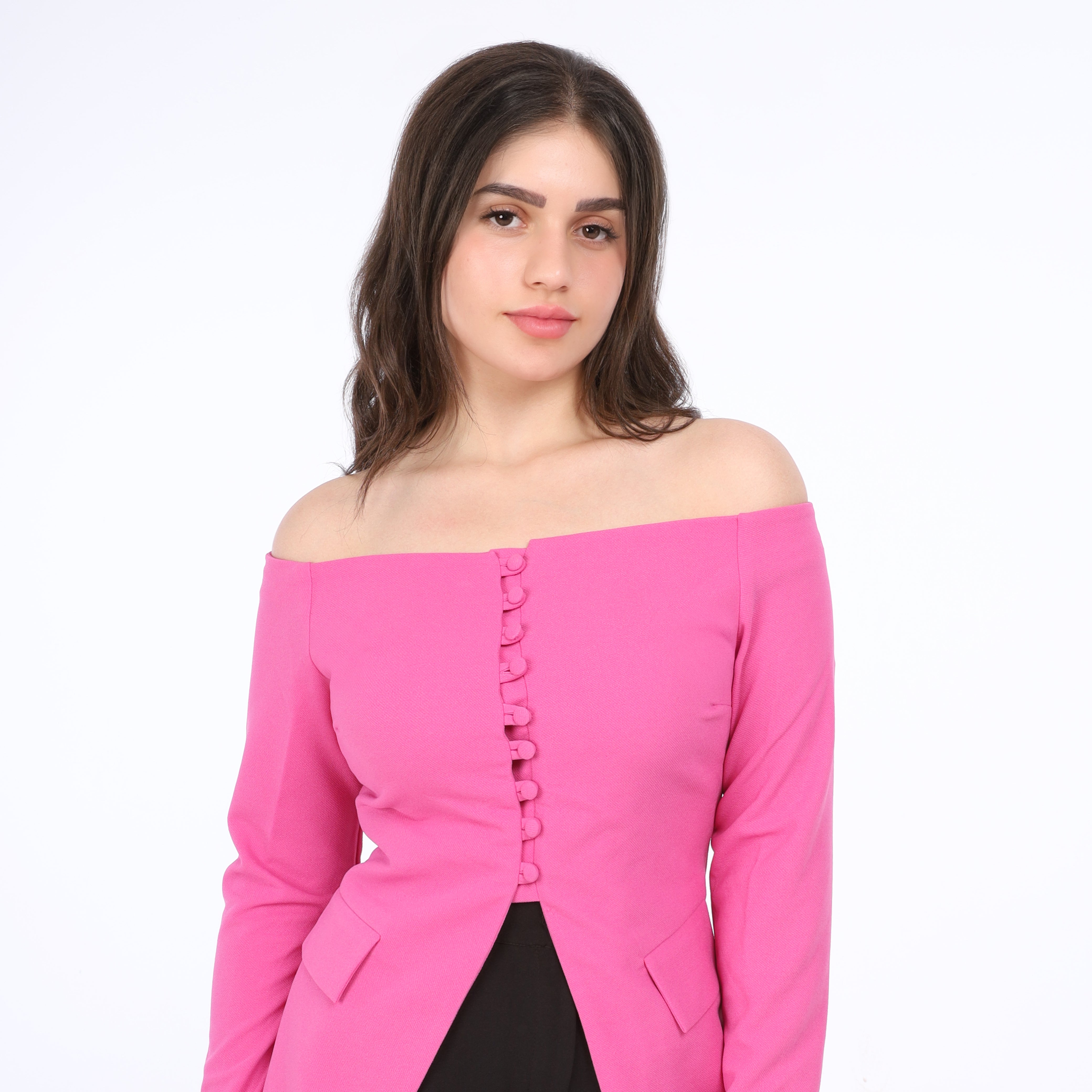 Off-Shoulder Buttoned Blazer s1516554
