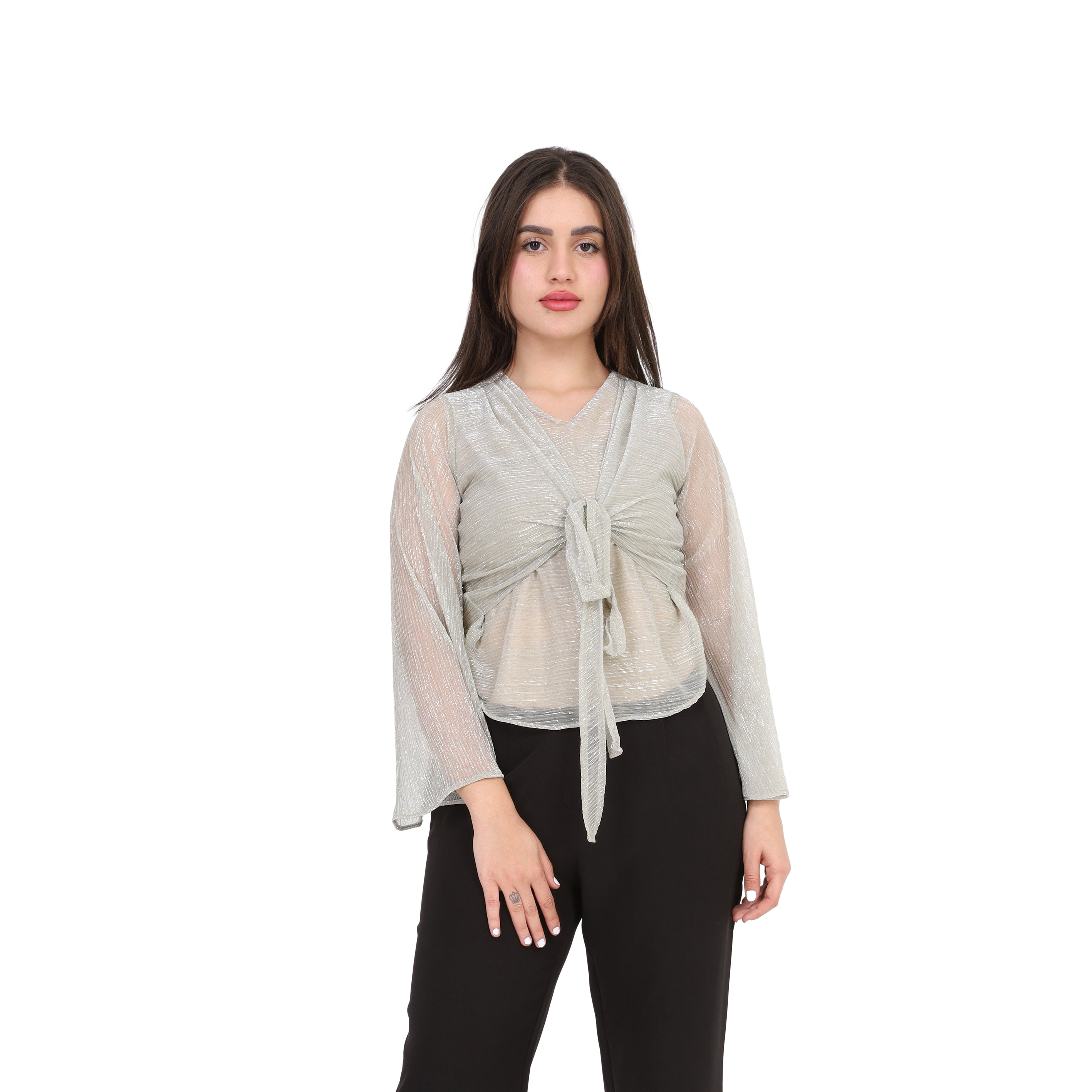 Shimmer Front Tie Blouse s1518690