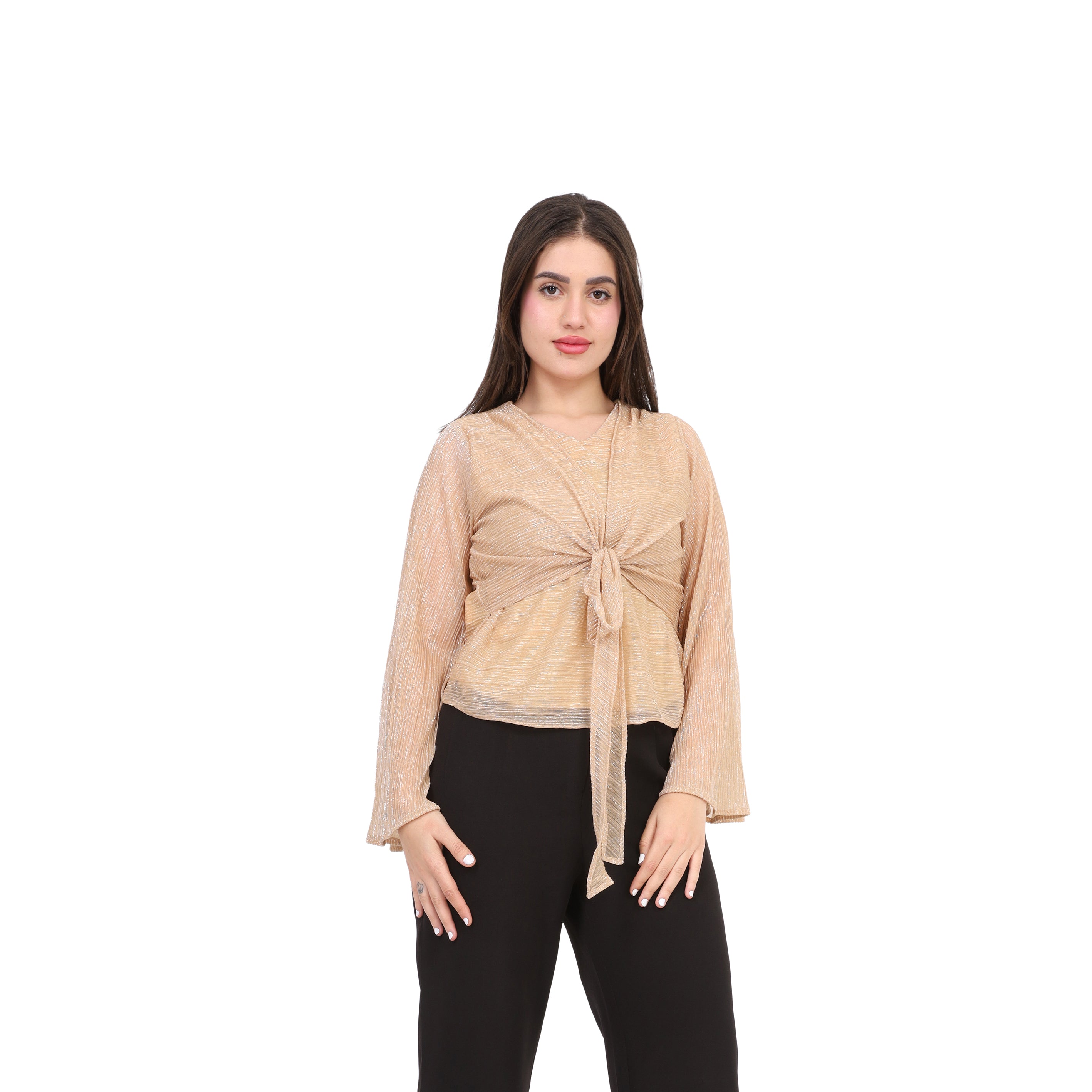 Shimmer Front Tie Blouse s1518690