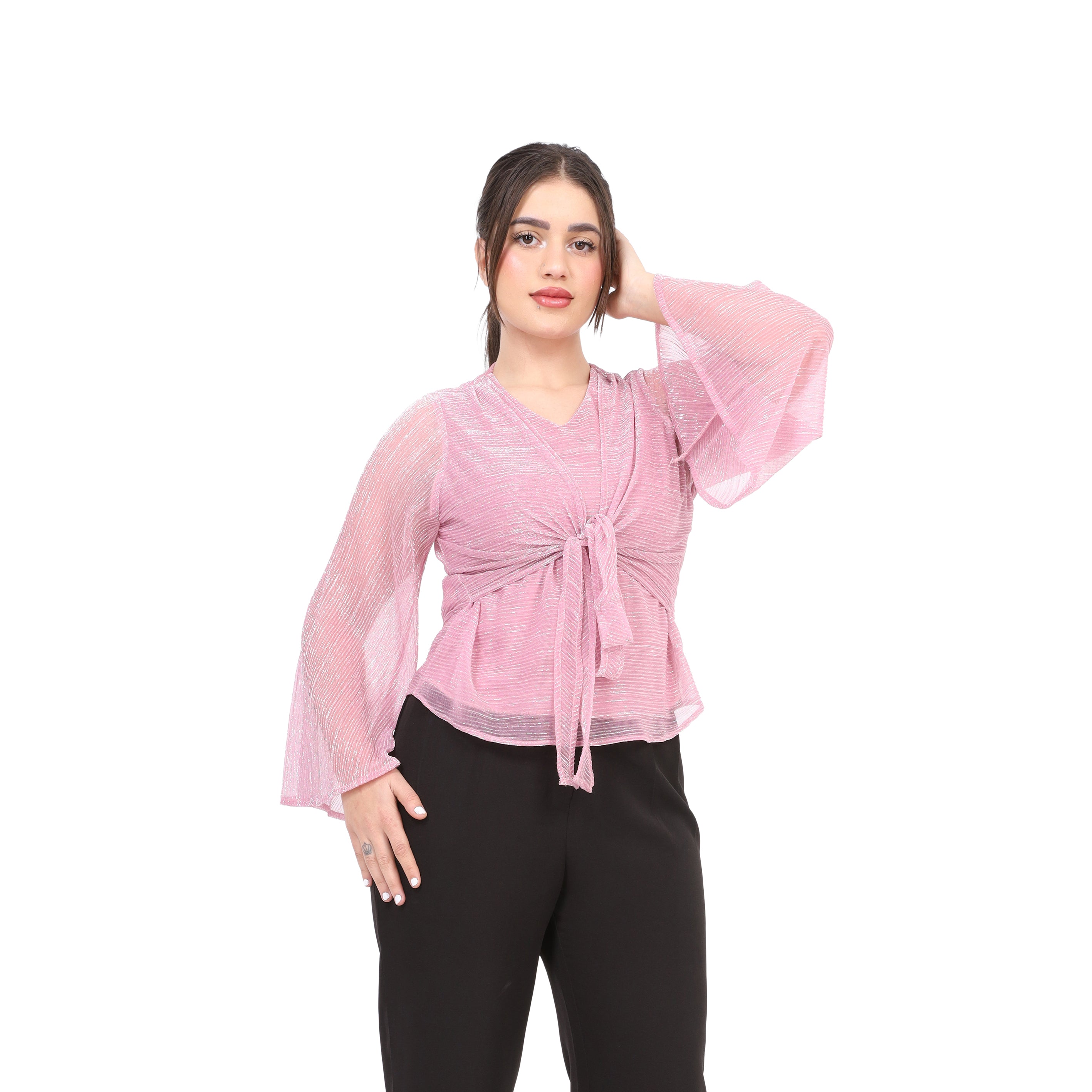 Shimmer Front Tie Blouse s1518690