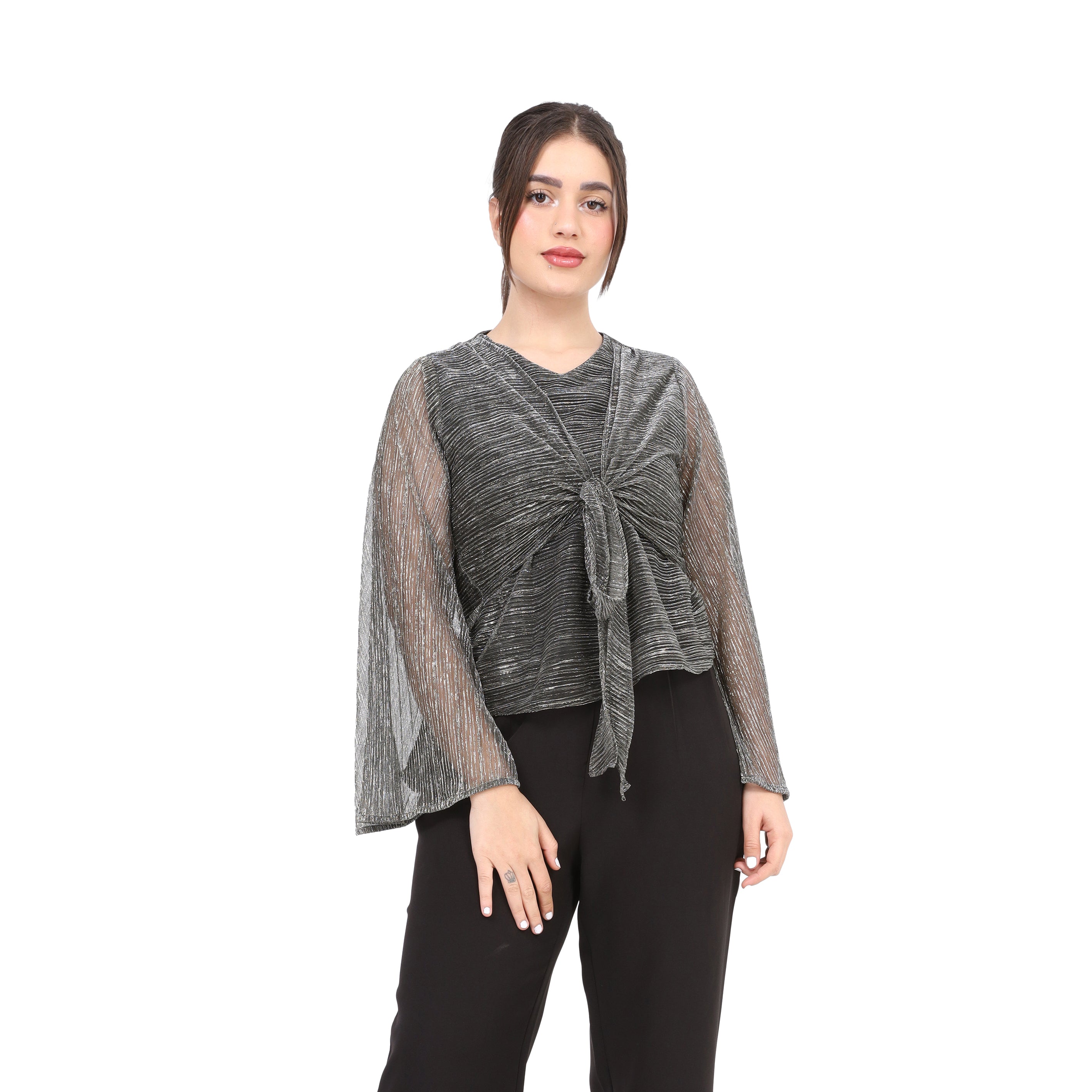 Shimmer Front Tie Blouse s1518690