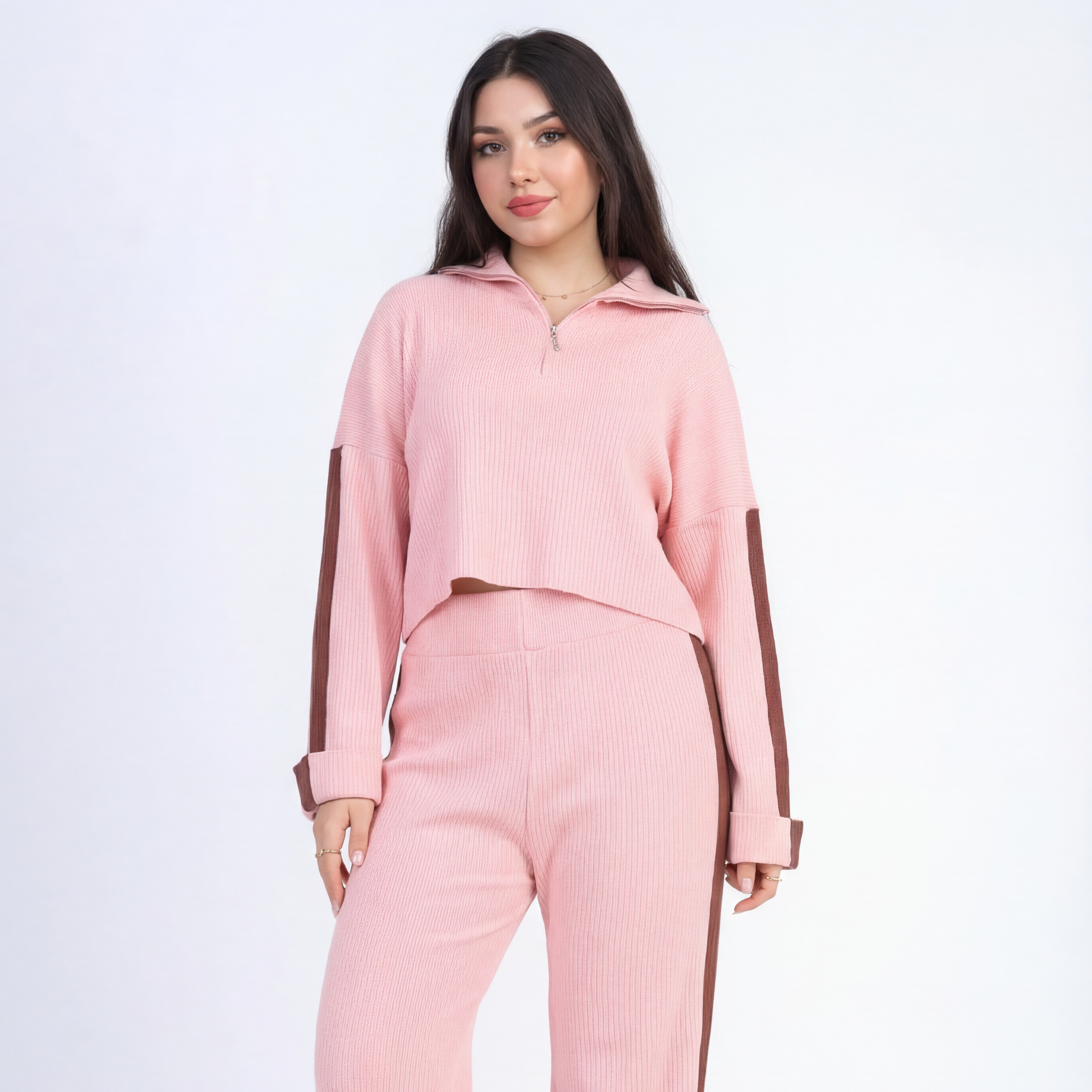 طقم من قطعتين محبوك مضلع w16252639