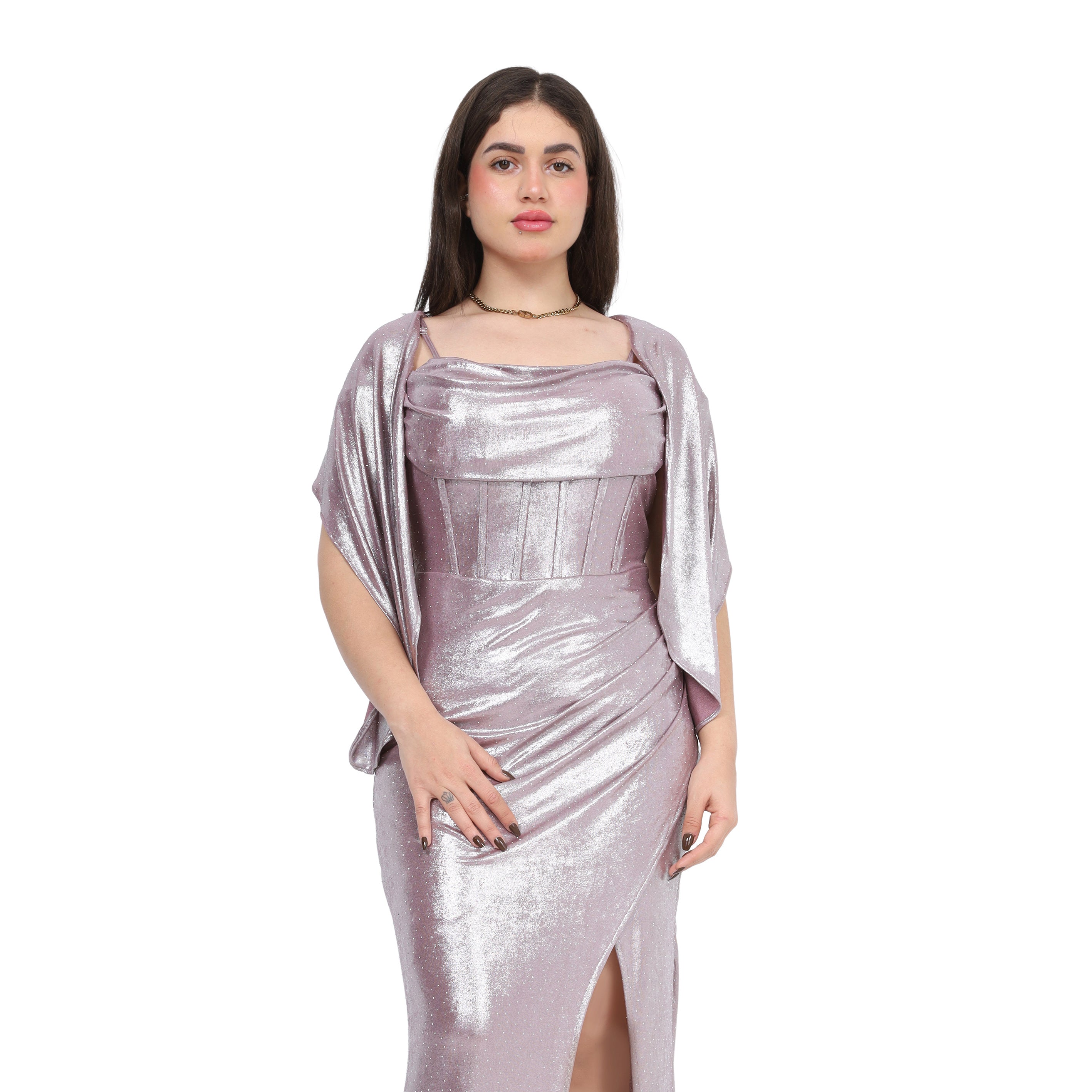 Shimmer Corset Slit Evening Gown w10051795