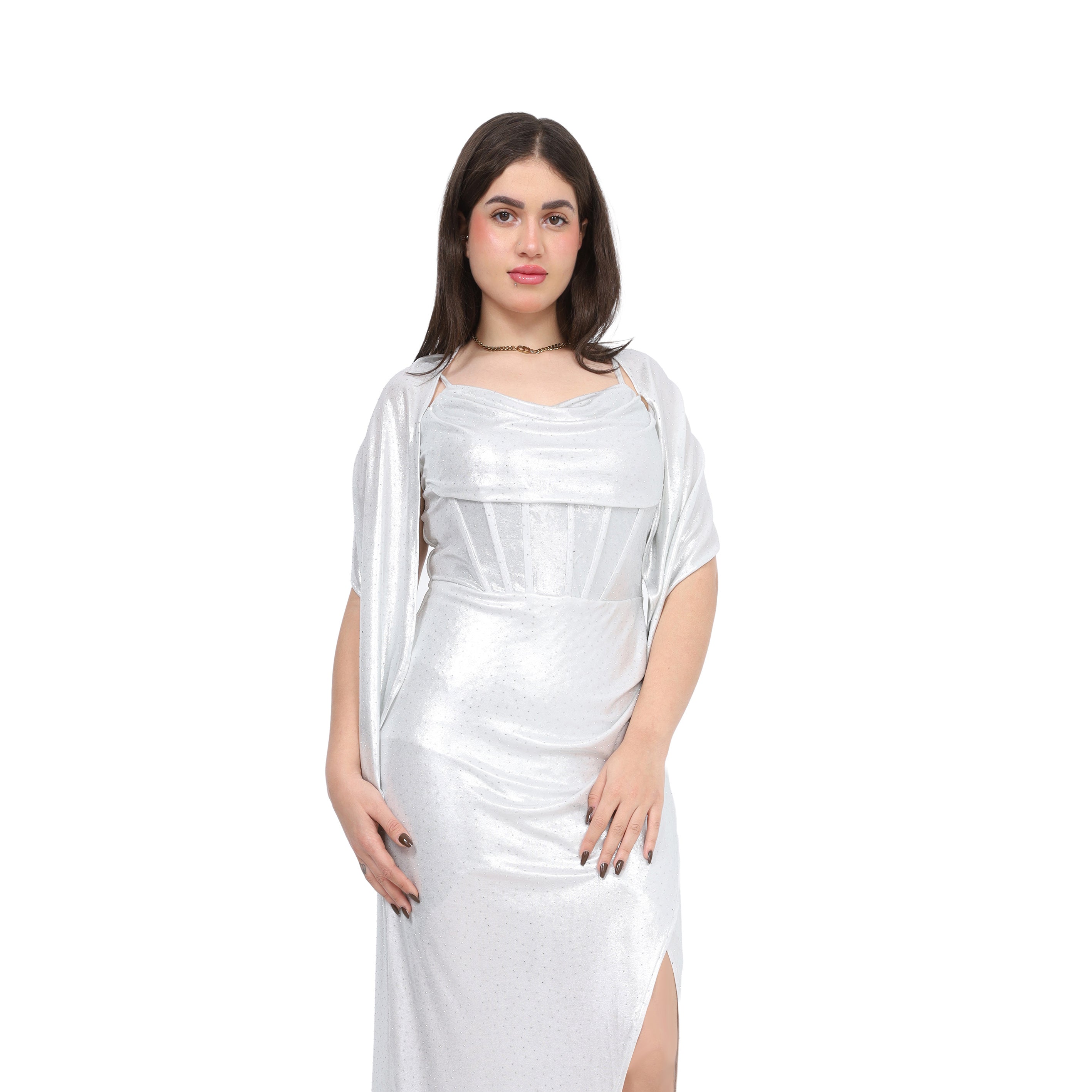 Shimmer Corset Slit Evening Gown w10051795