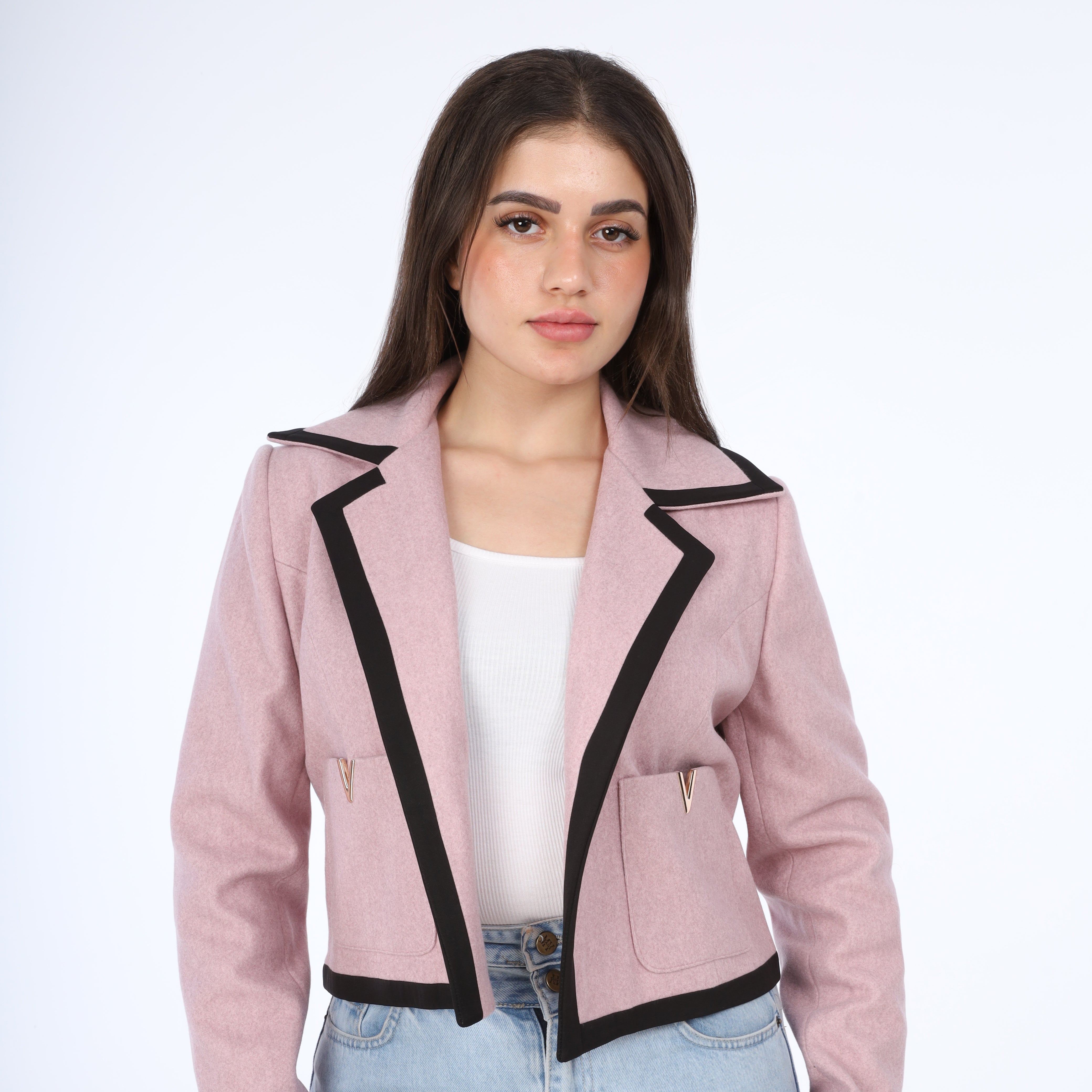 Cropped Contrast Blazer w11517101