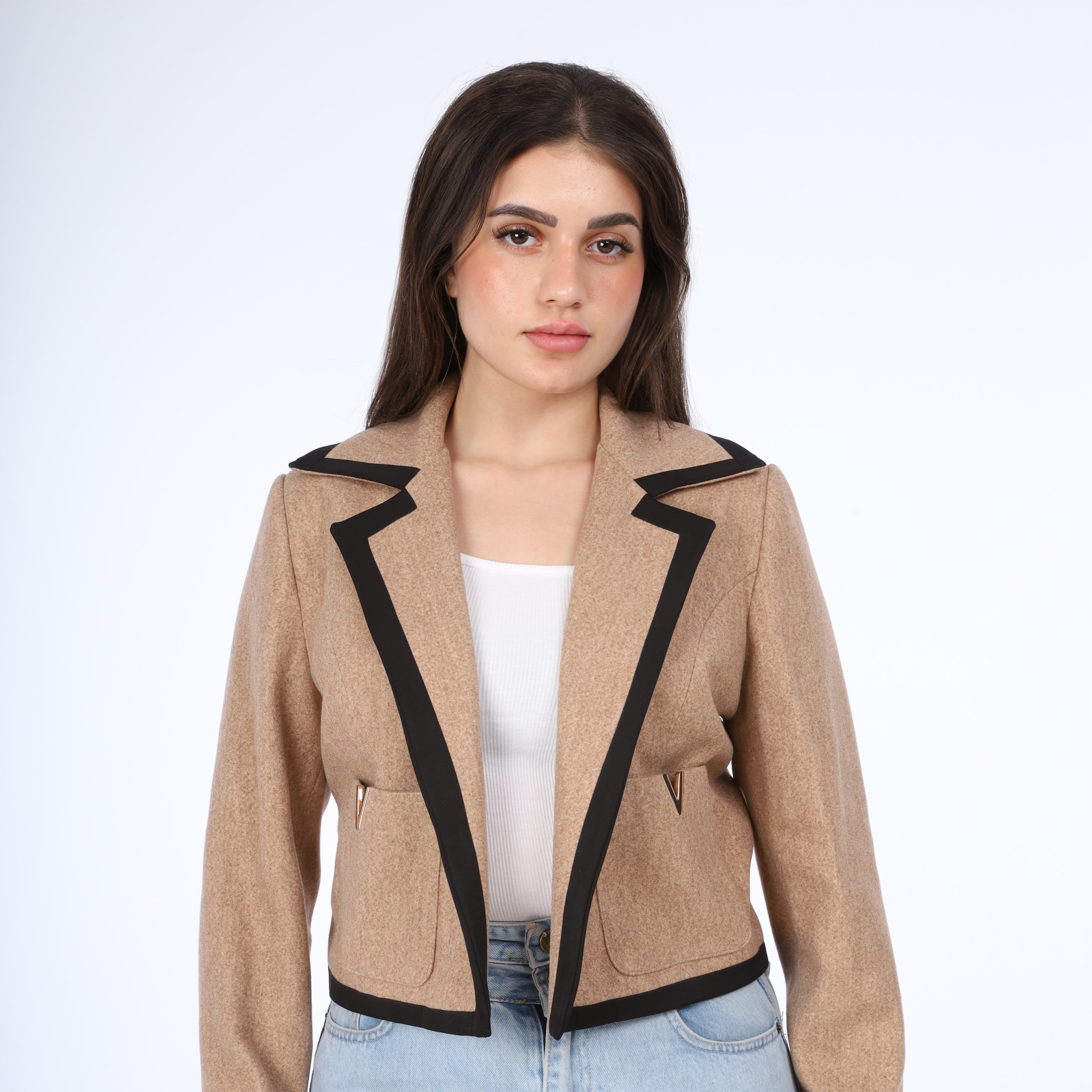 Cropped Contrast Blazer w11517101