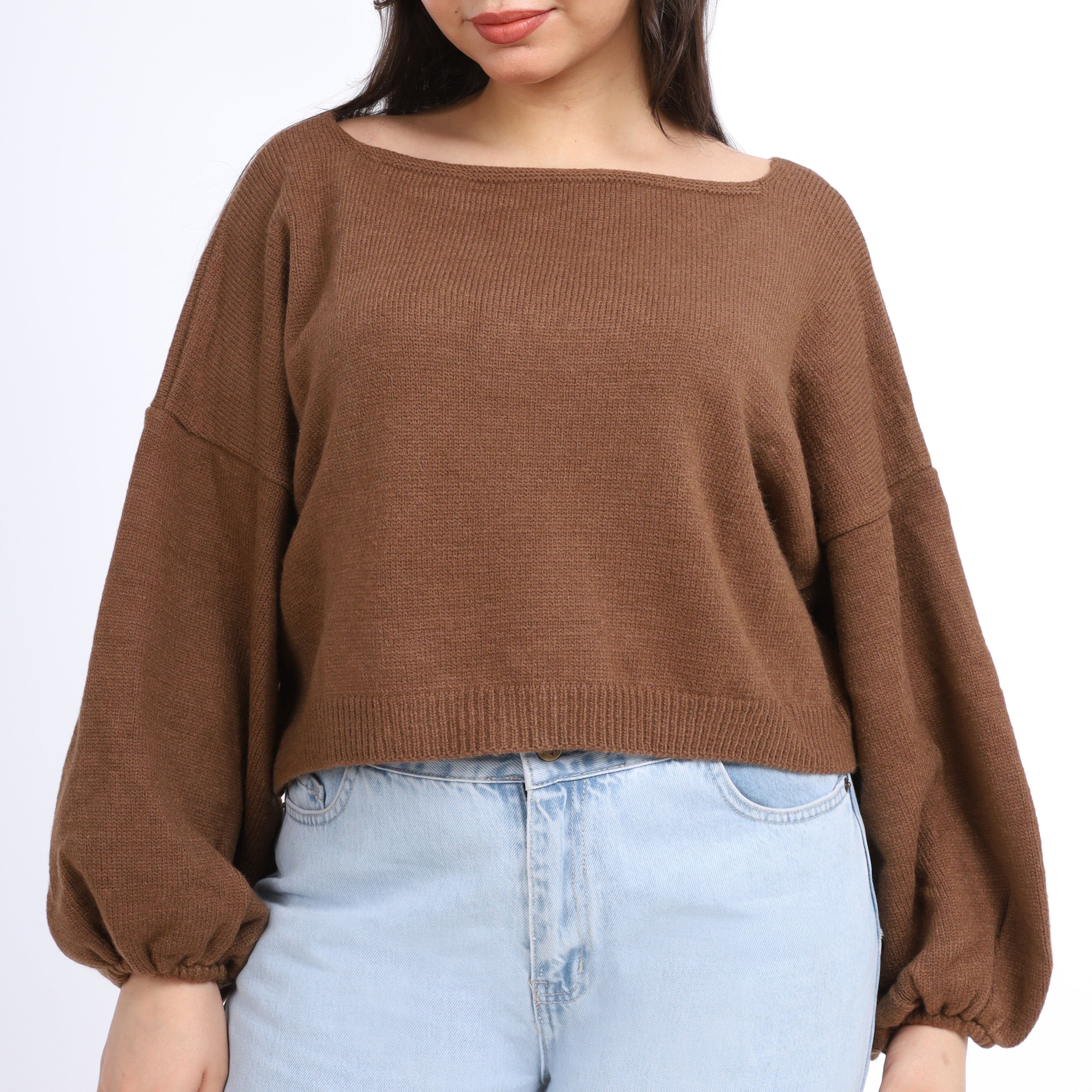 Puff sleeve knitted sweater w16252607