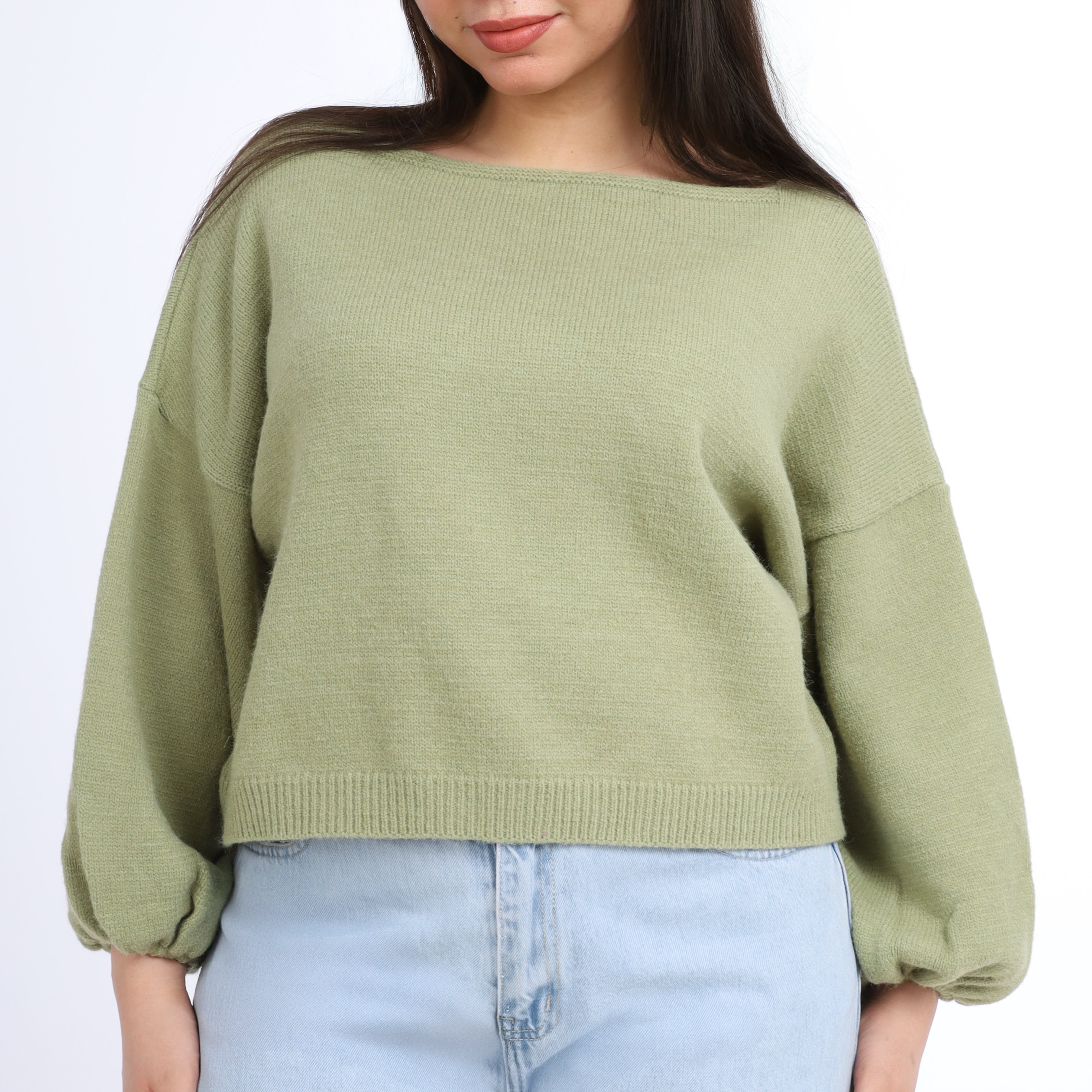 Puff sleeve knitted sweater w16252607