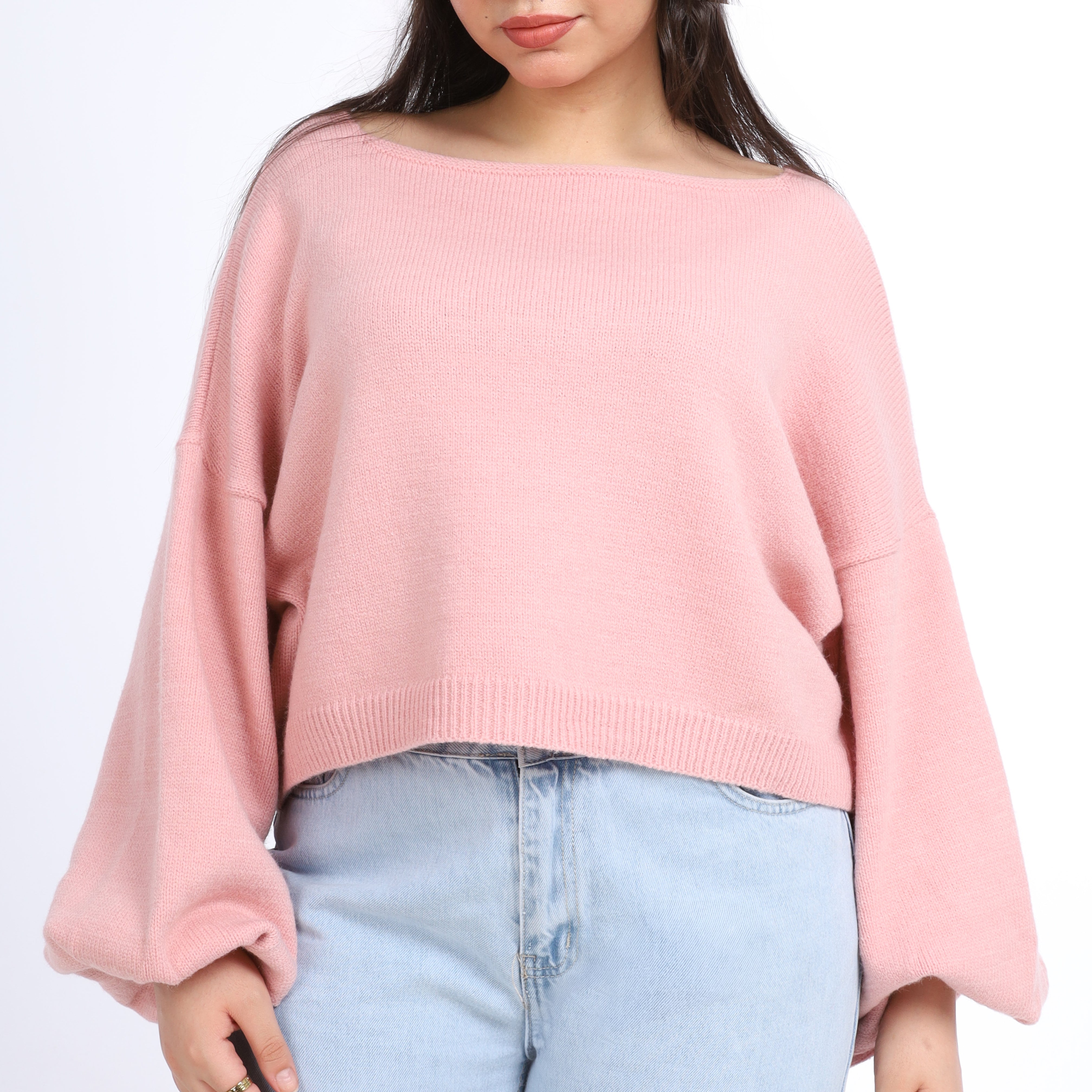 Puff sleeve knitted sweater w16252607