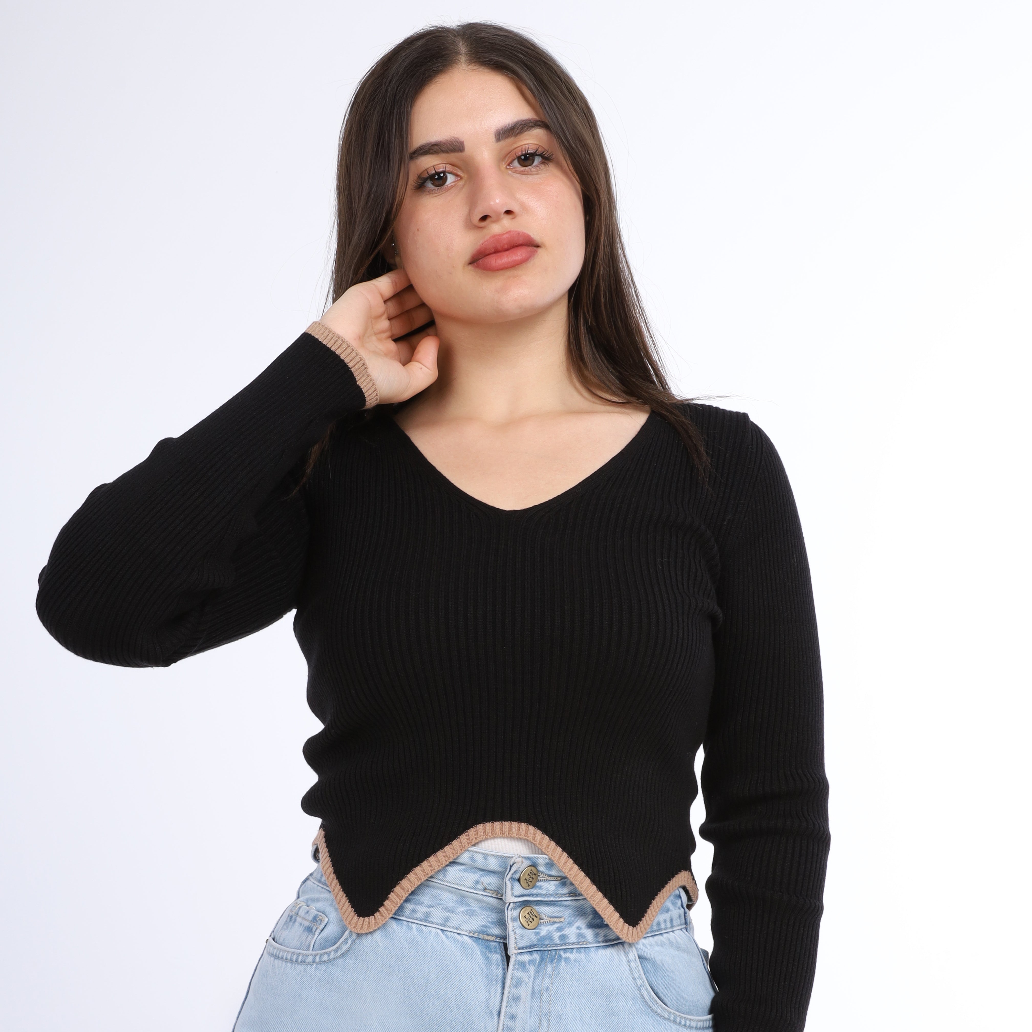 Ribbed Curved Top w16252641