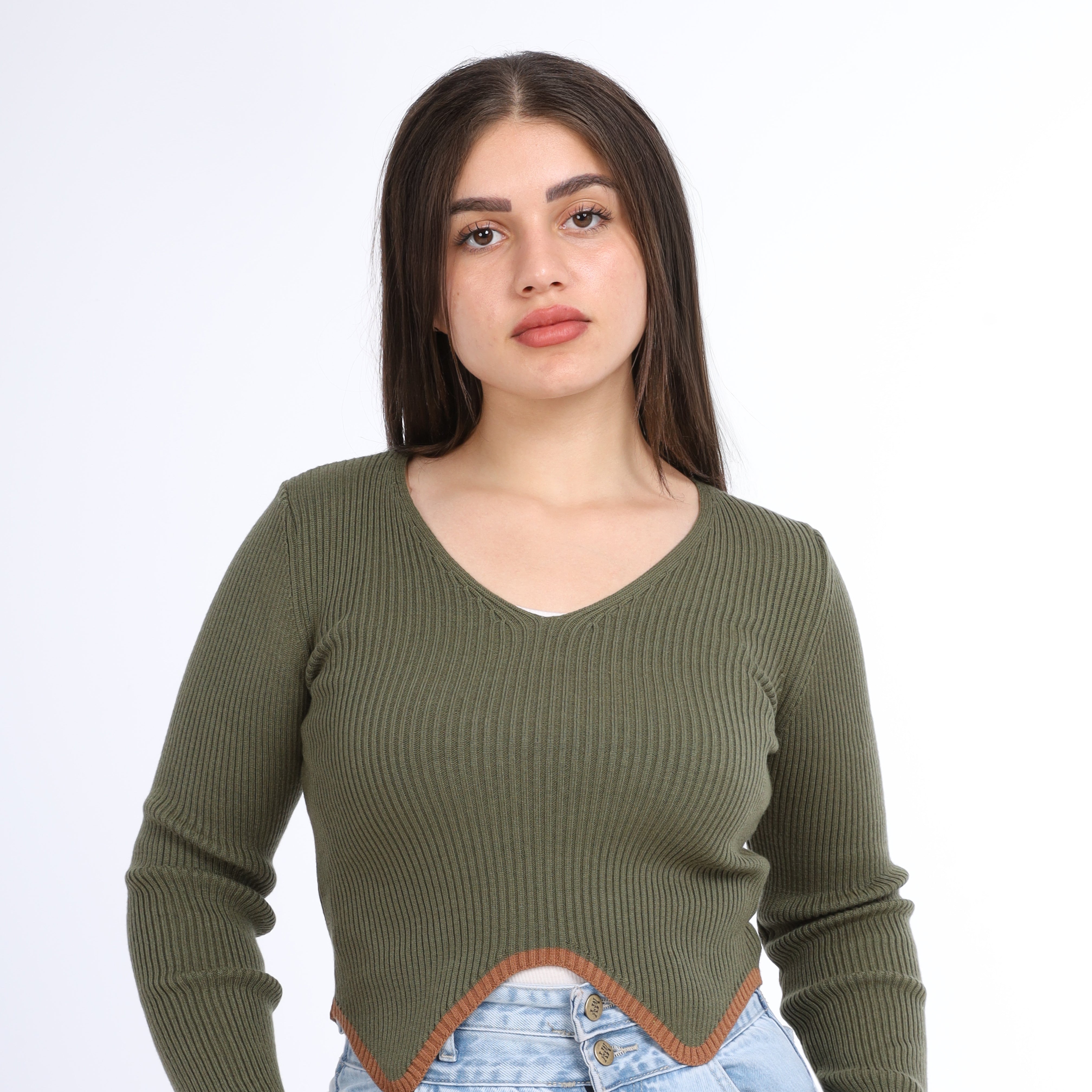 Ribbed Curved Top w16252641