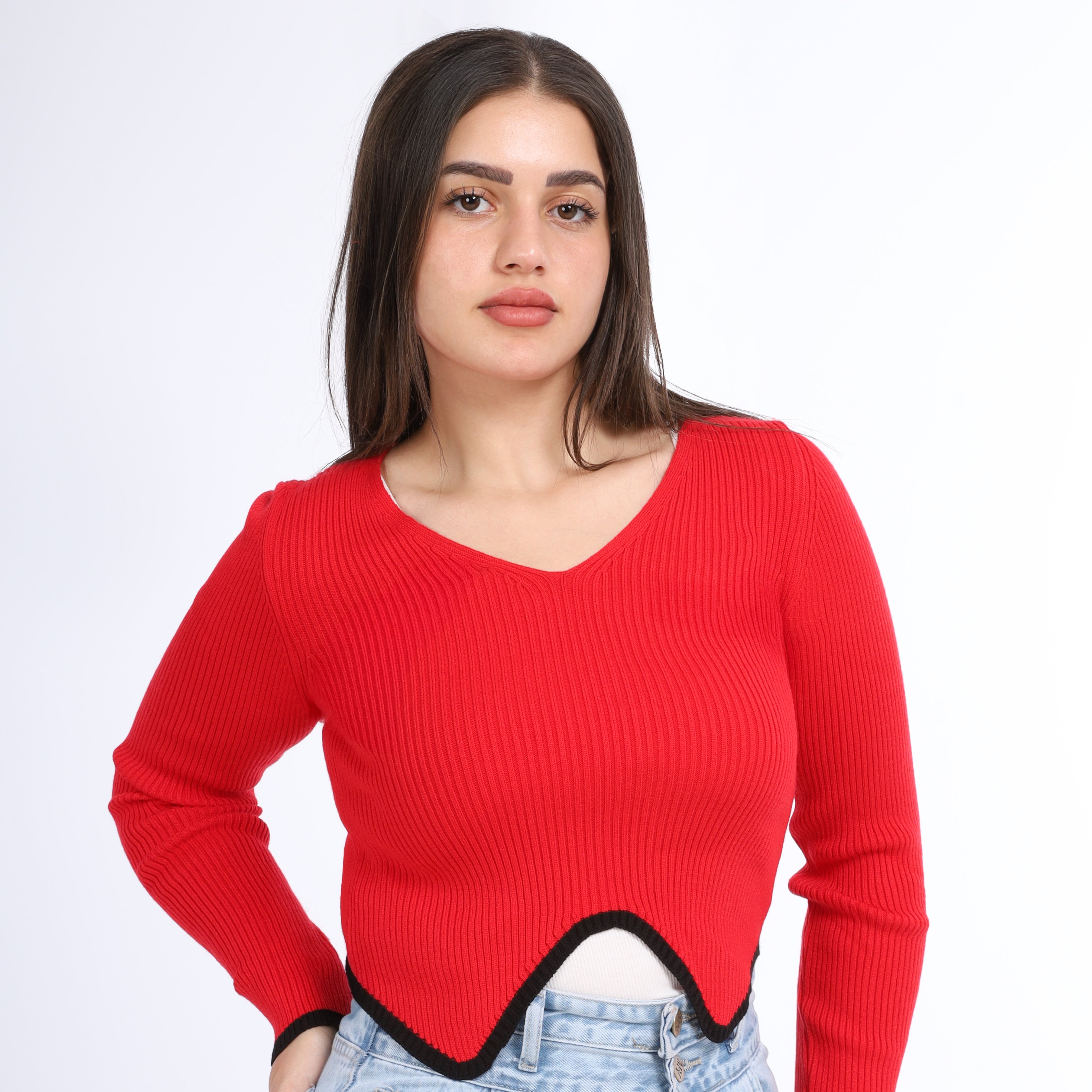 Ribbed Curved Top w16252641