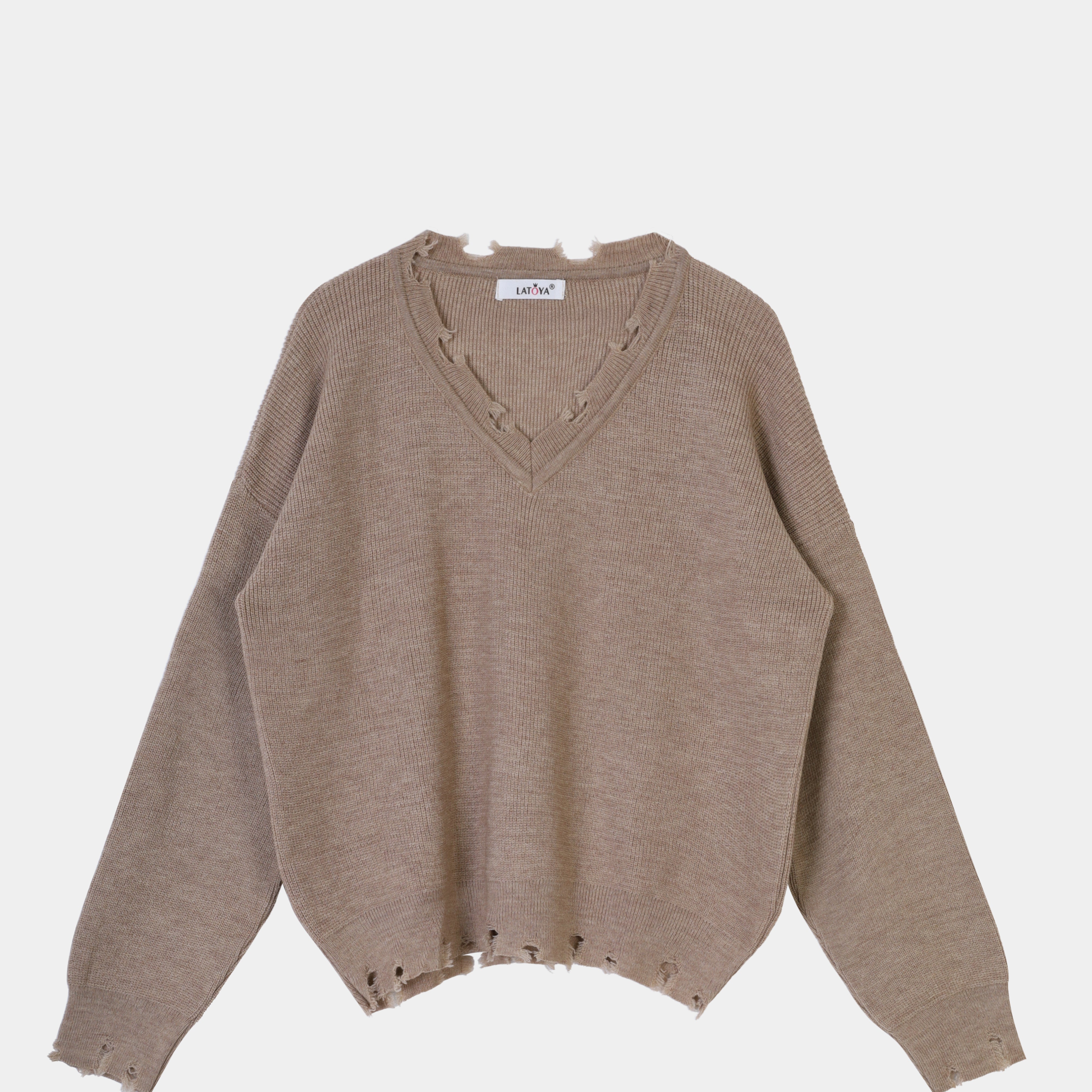 Distressed V-Neck pullover w16252645