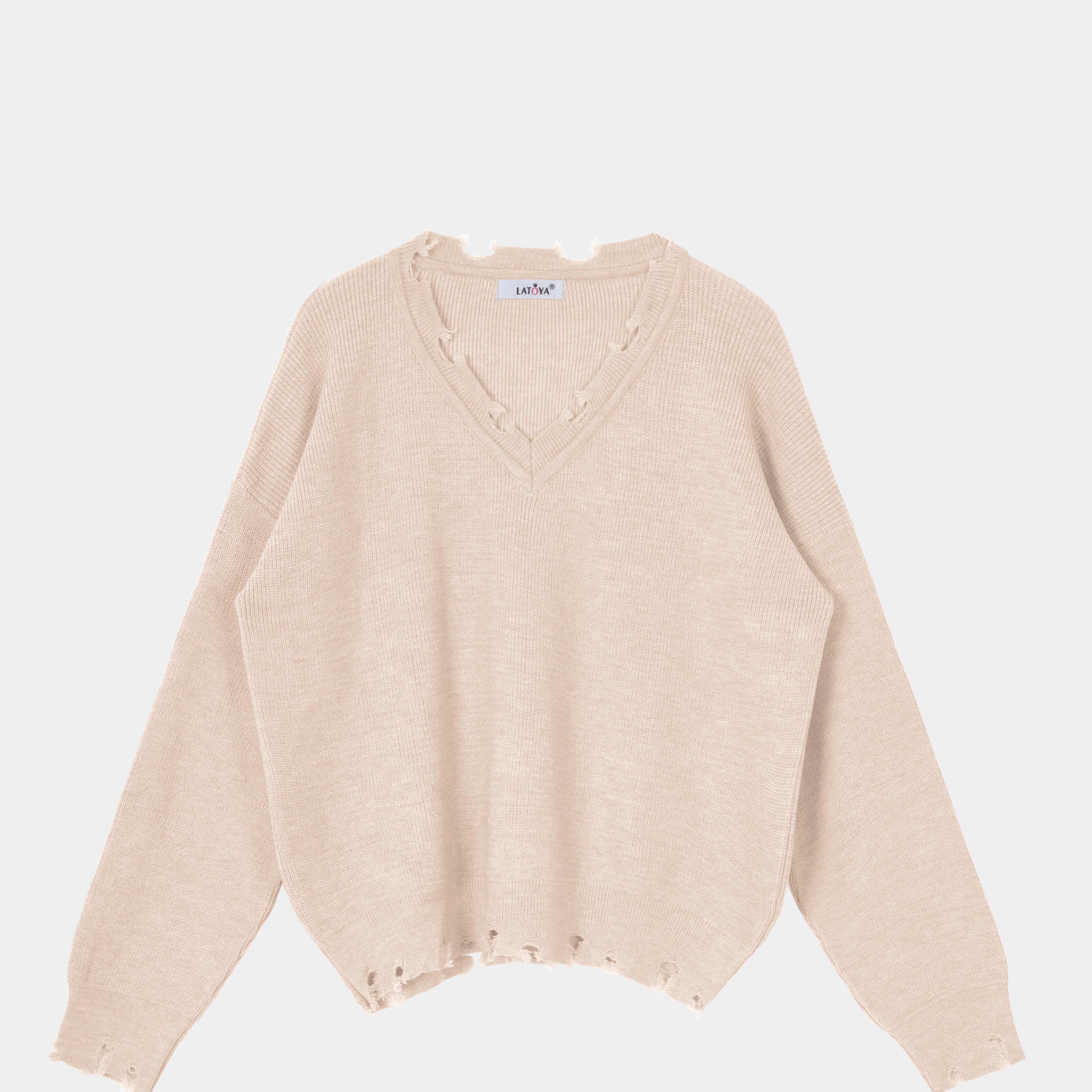 Distressed V-Neck pullover w16252645