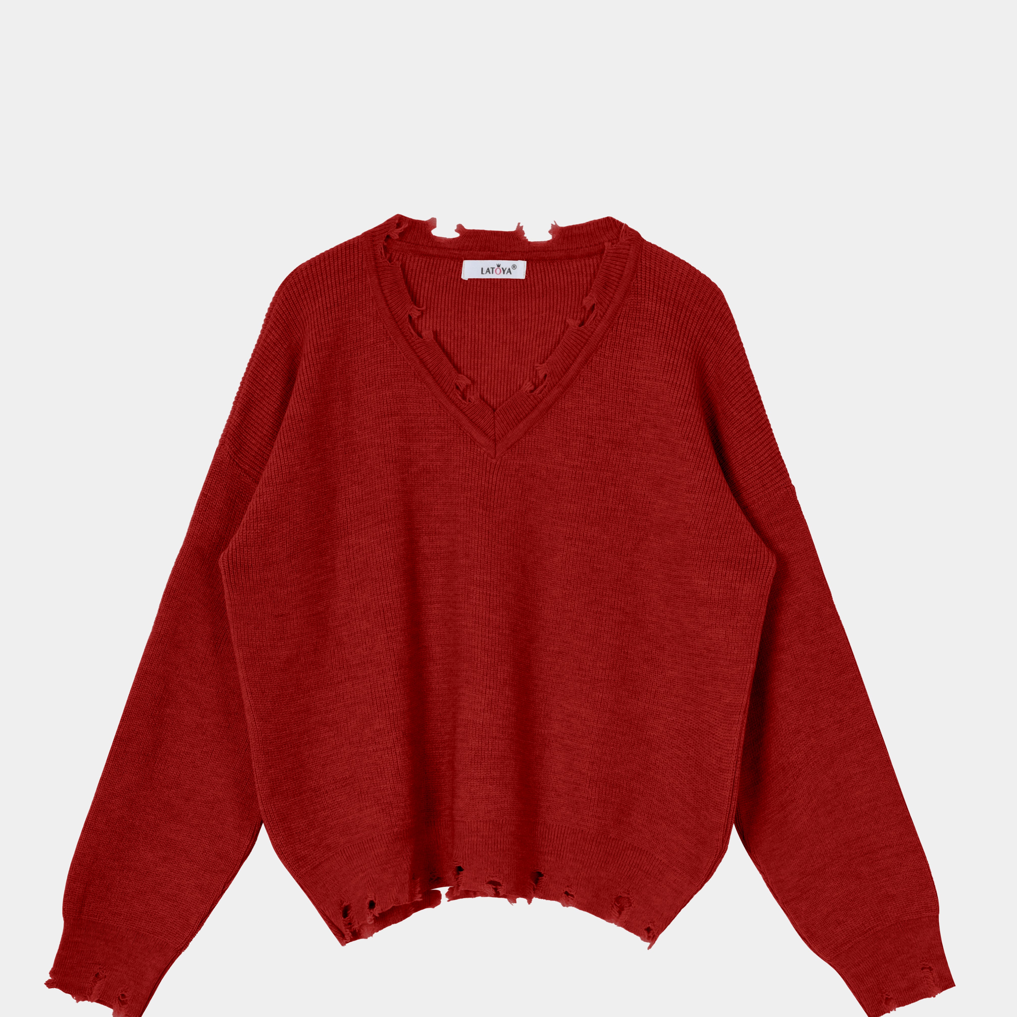 Distressed V-Neck pullover w16252645