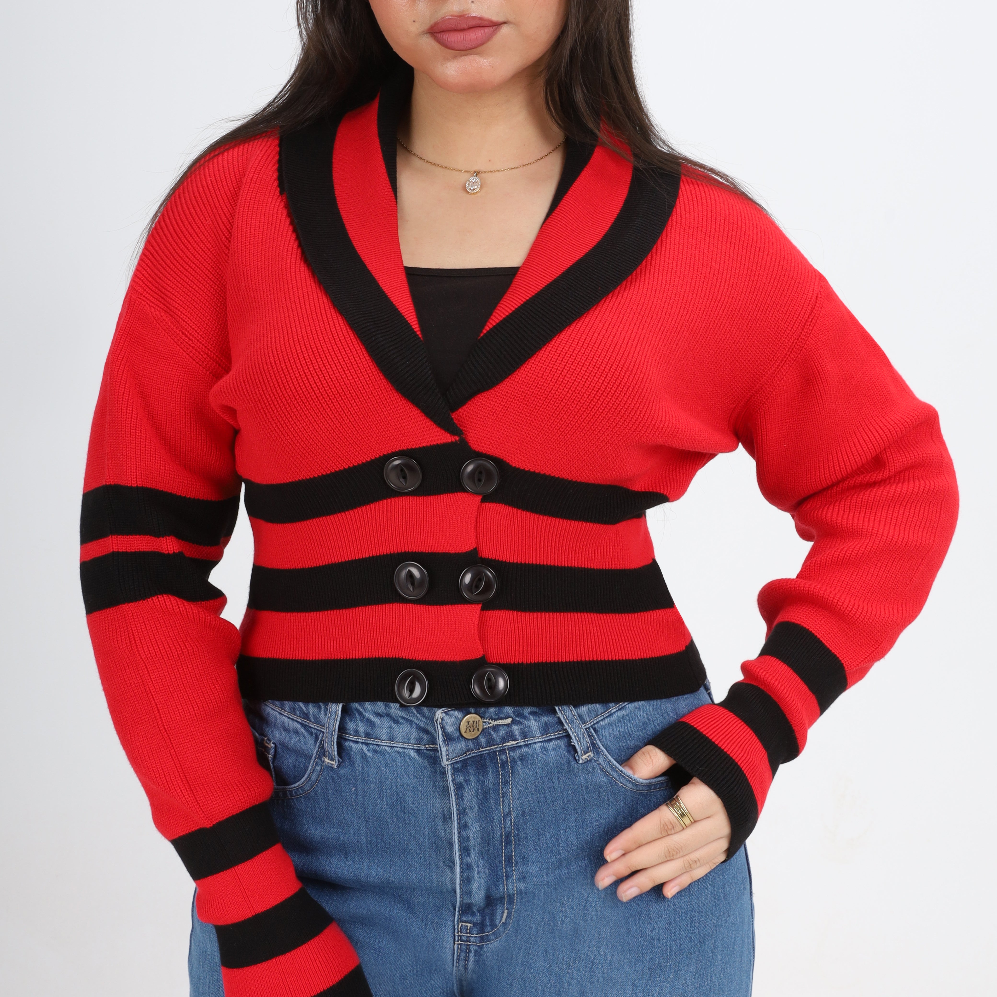 Buttoned Collar Knit Pullover w16252667