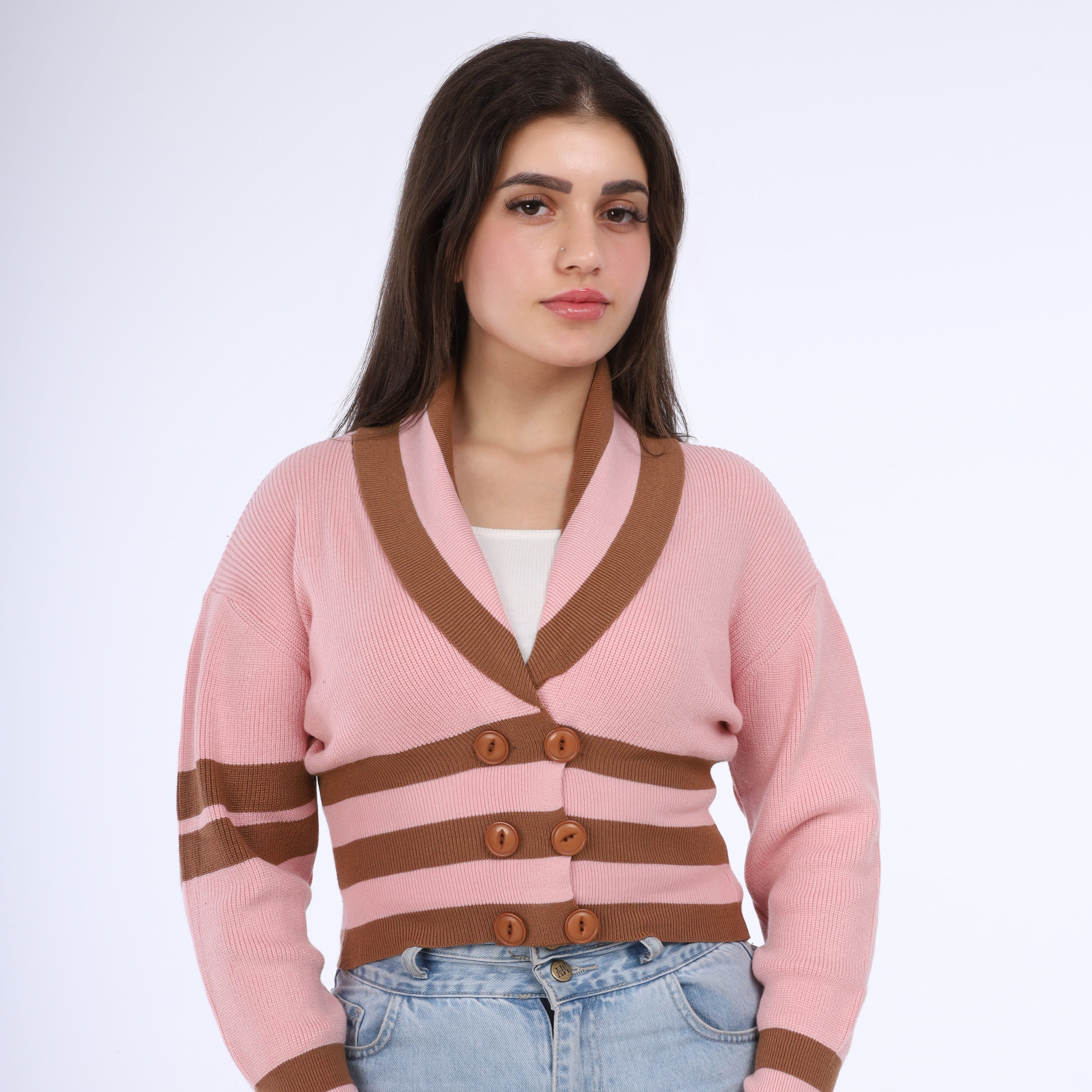 Buttoned Collar Knit Pullover w16252667