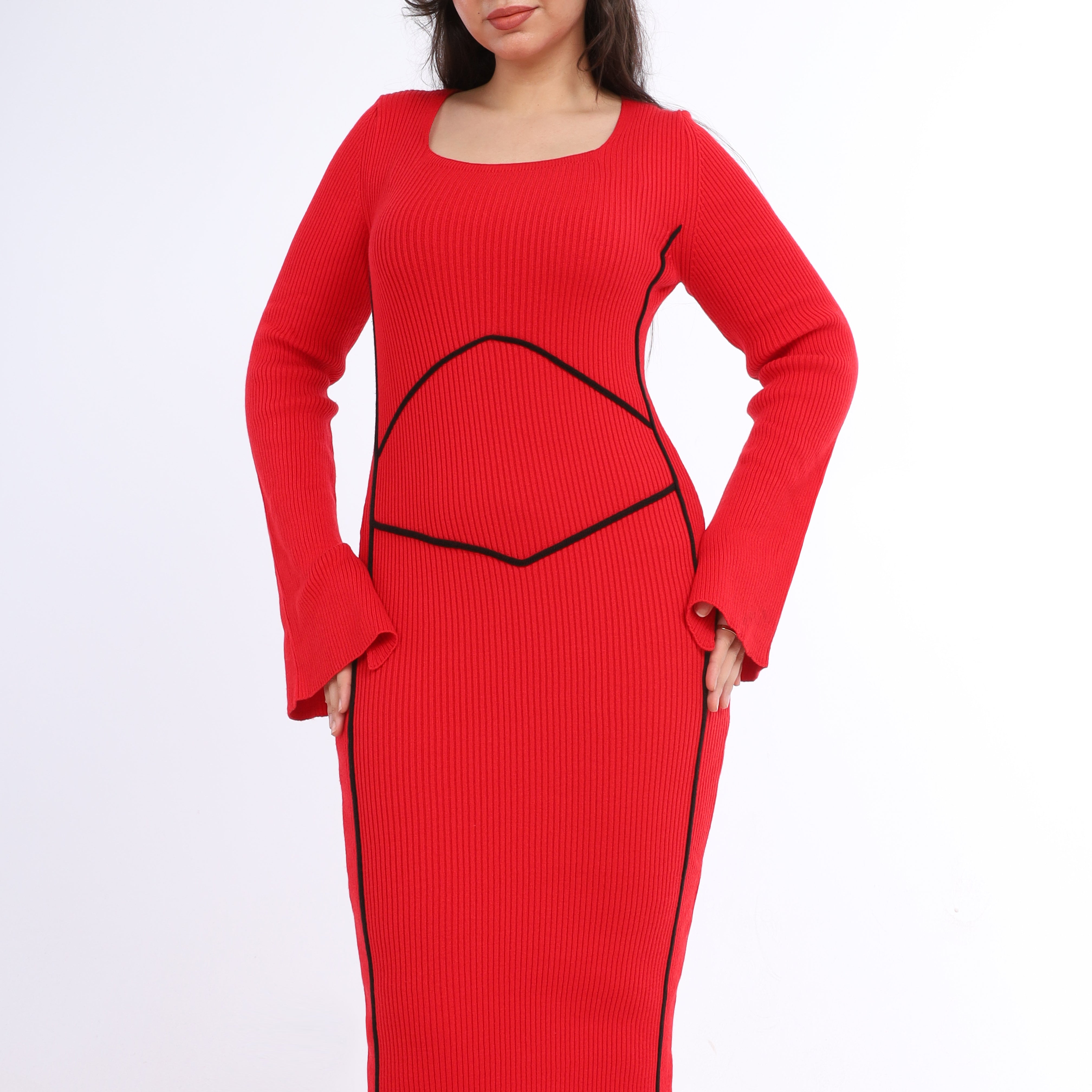 Ribbed Knit Corset Detail Dress w16252675