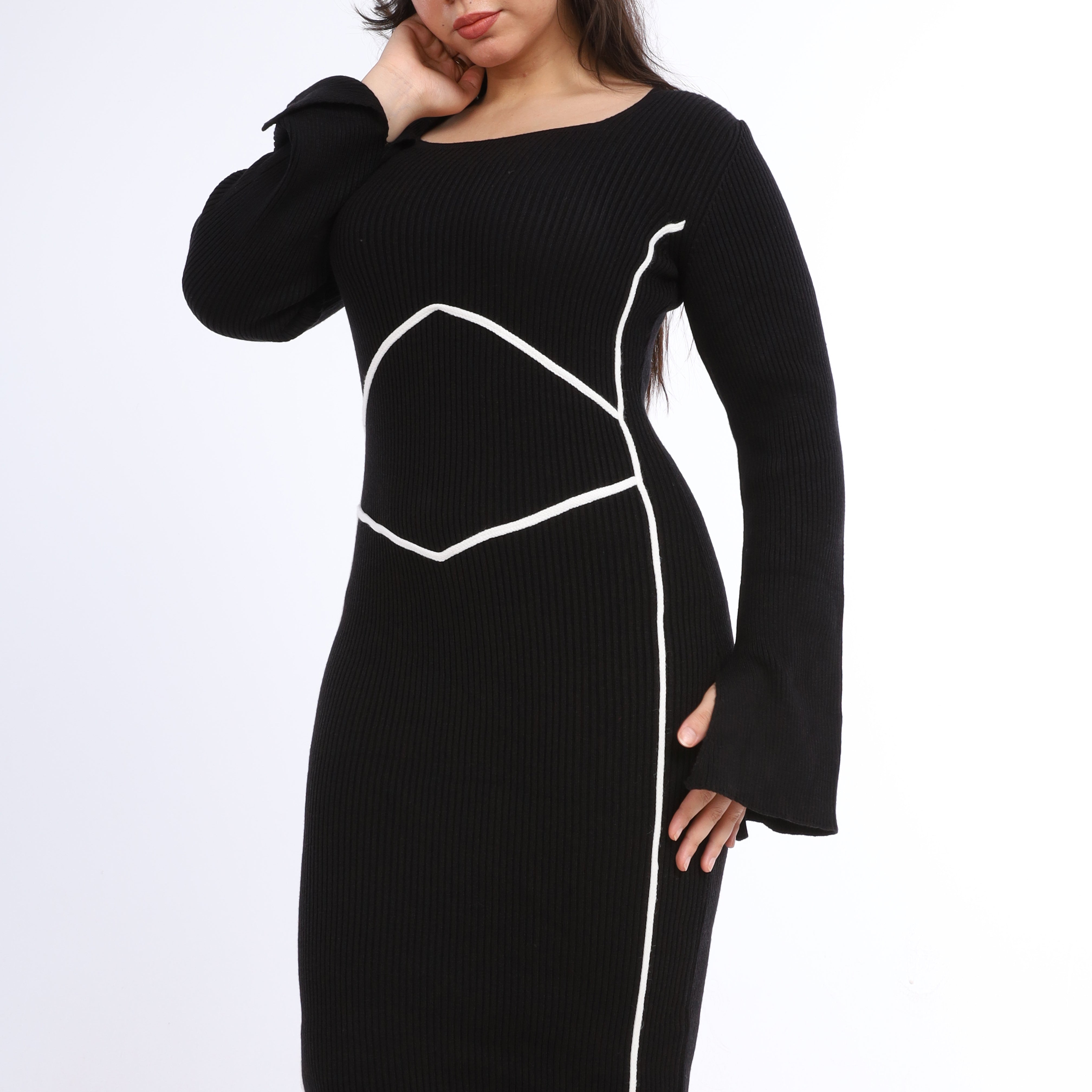 Ribbed Knit Corset Detail Dress w16252675