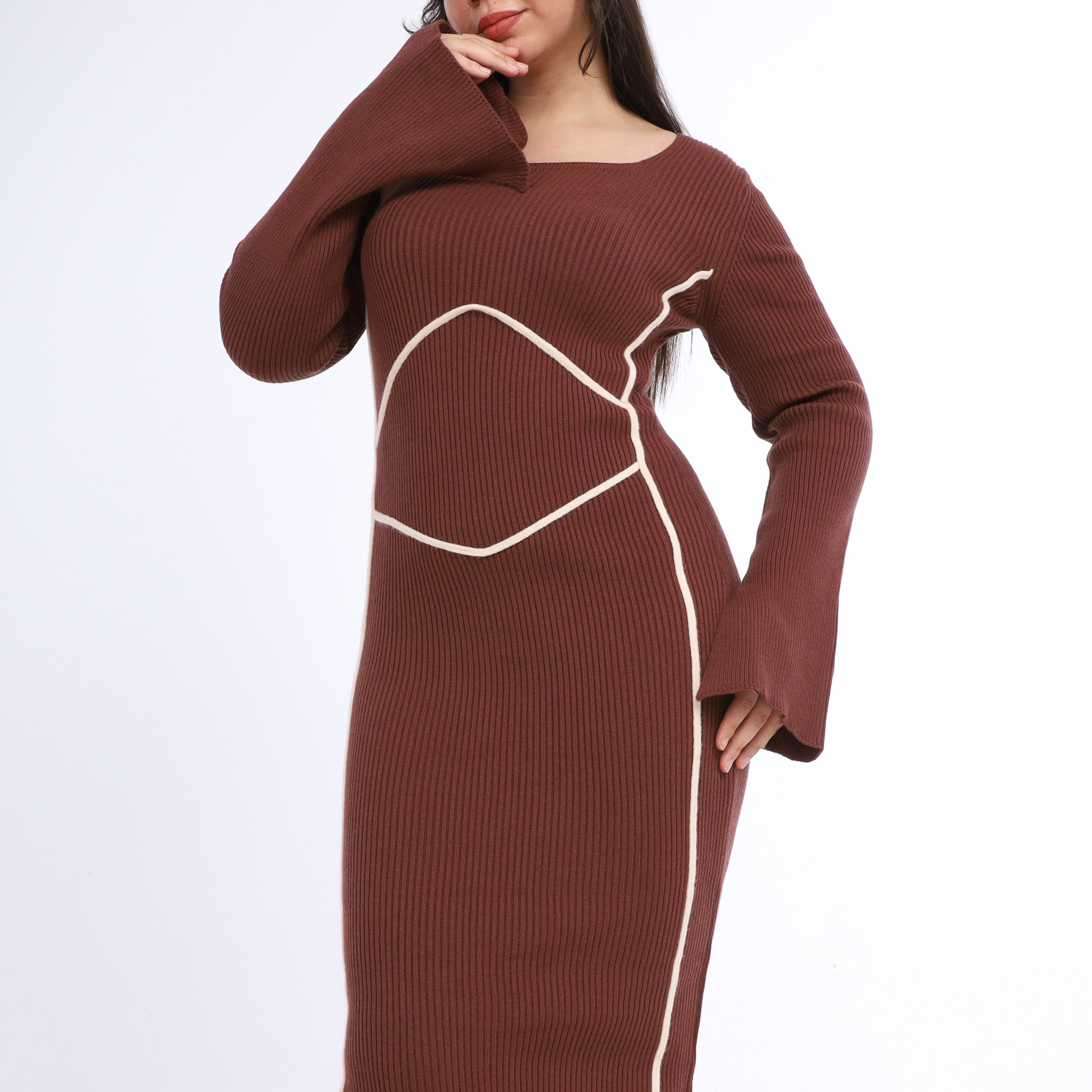 Ribbed Knit Corset Detail Dress w16252675