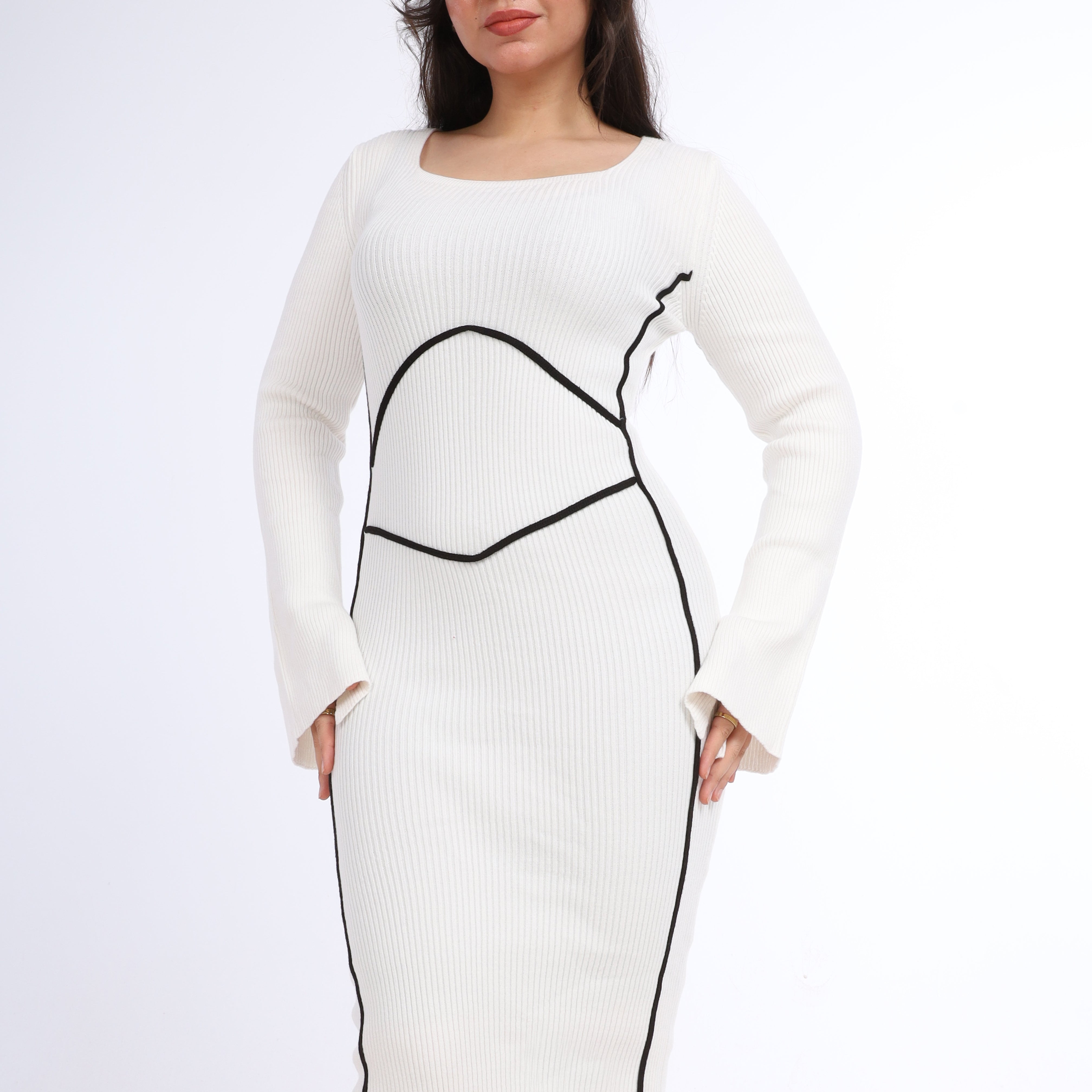 Ribbed Knit Corset Detail Dress w16252675