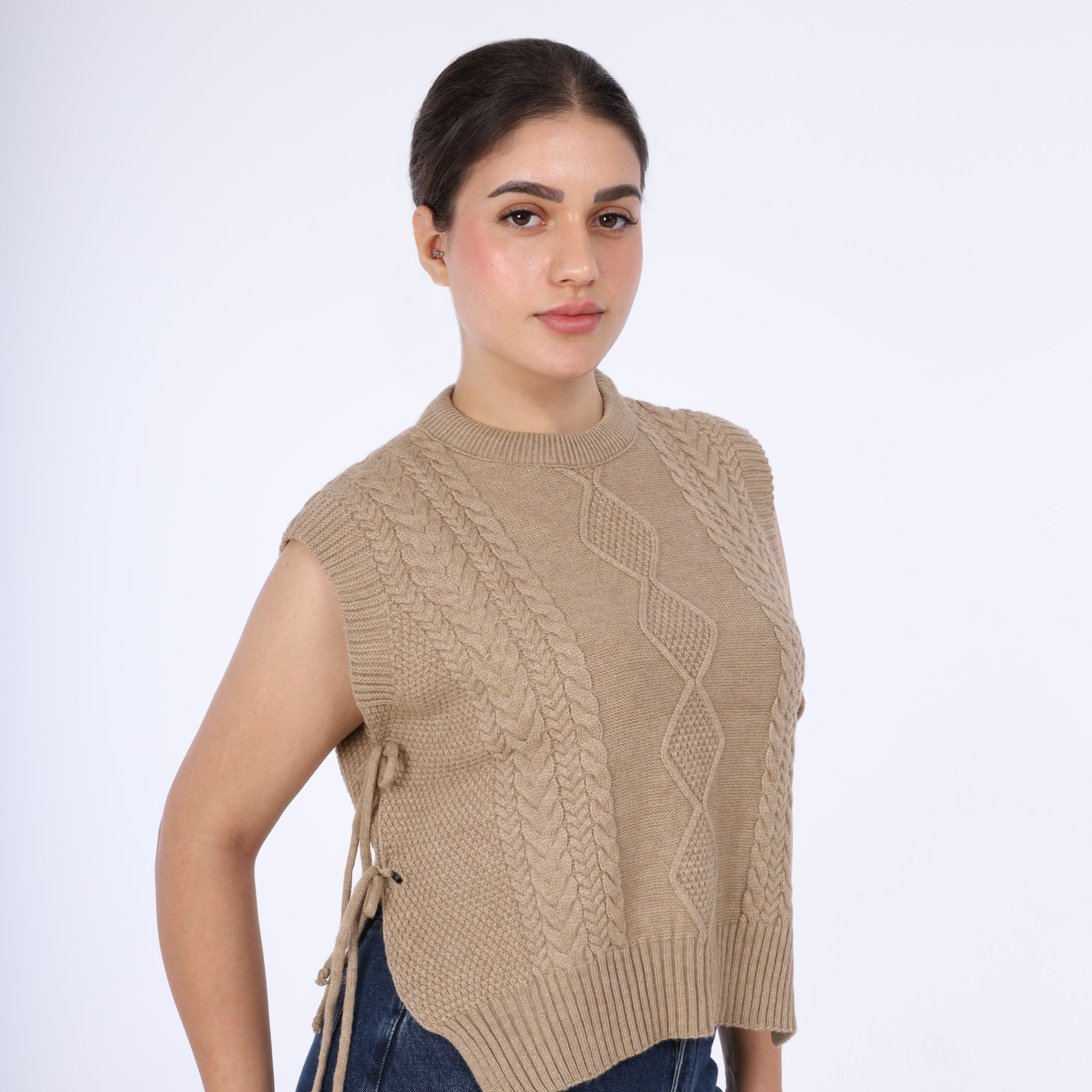 Knitted Side Tie Sweater w16252680