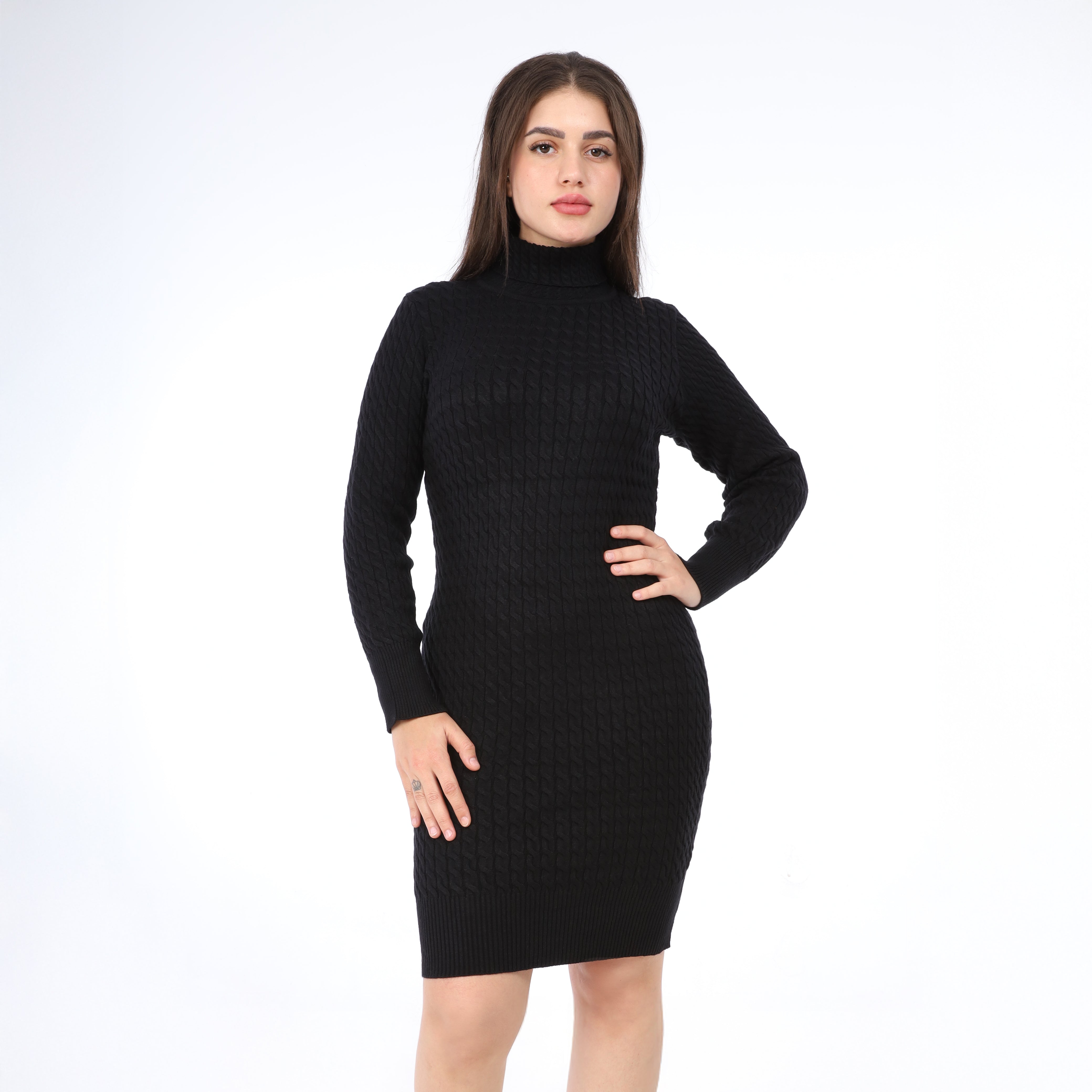 Cable Knit Turtleneck Dress w16252685
