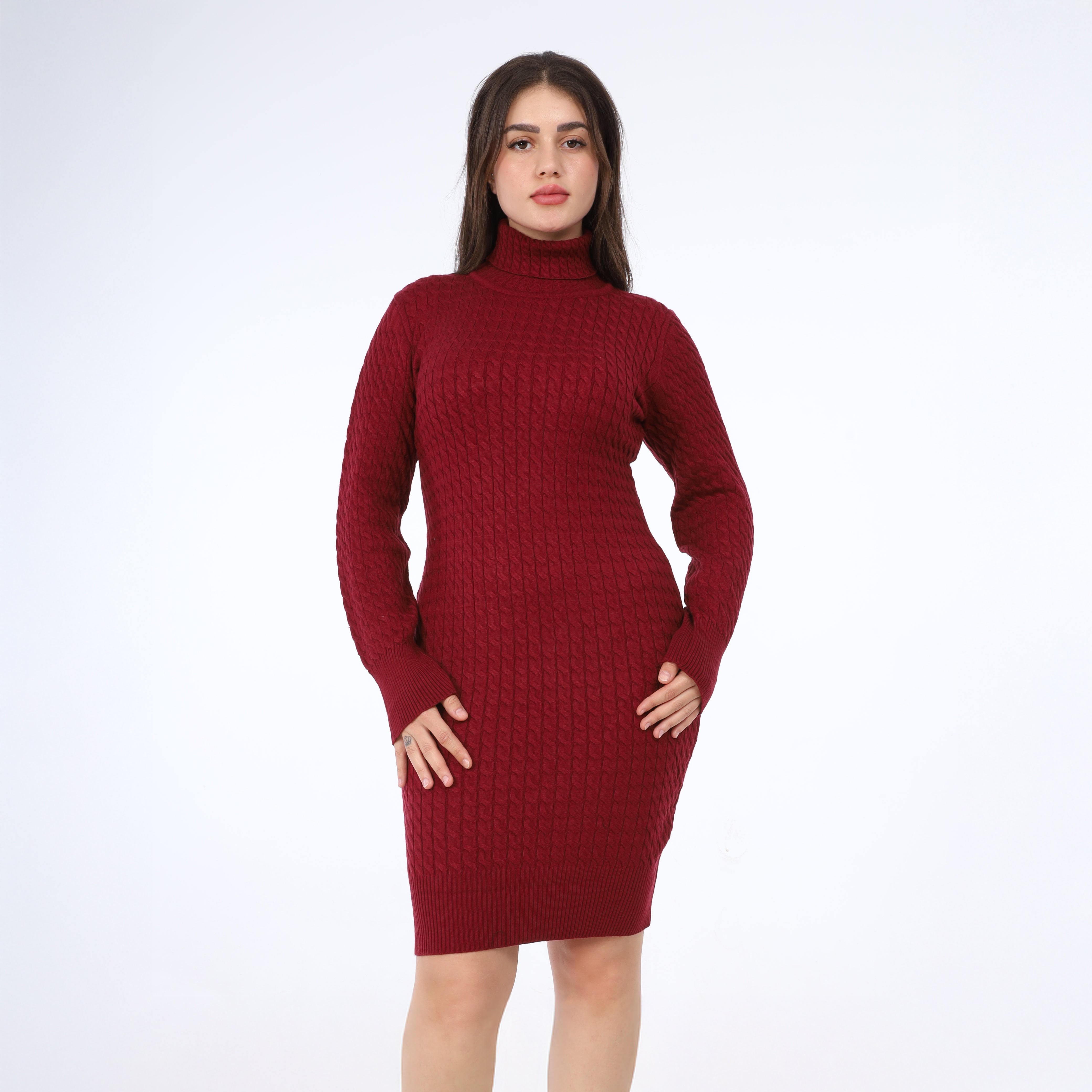 Cable Knit Turtleneck Dress w16252685
