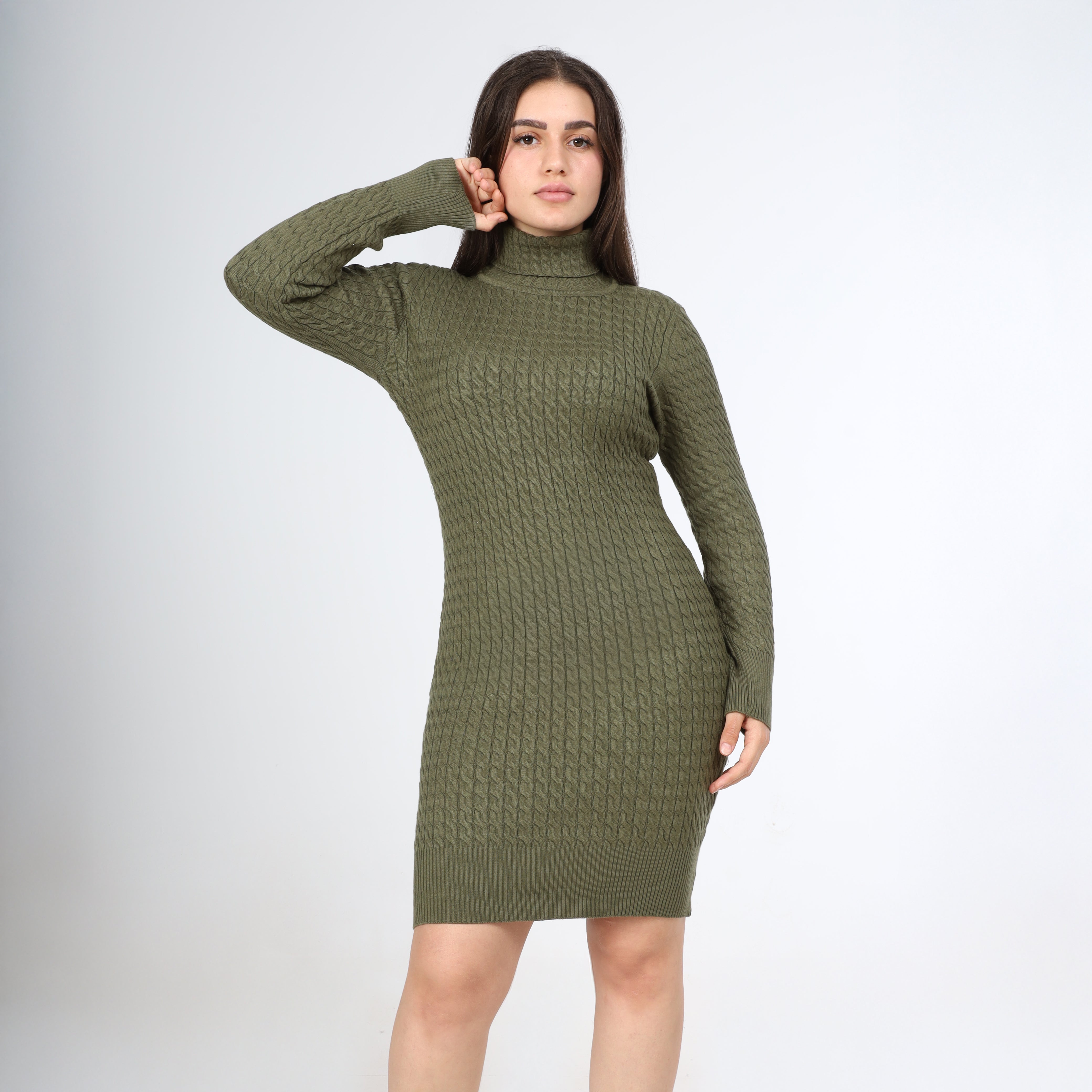 Cable Knit Turtleneck Dress w16252685