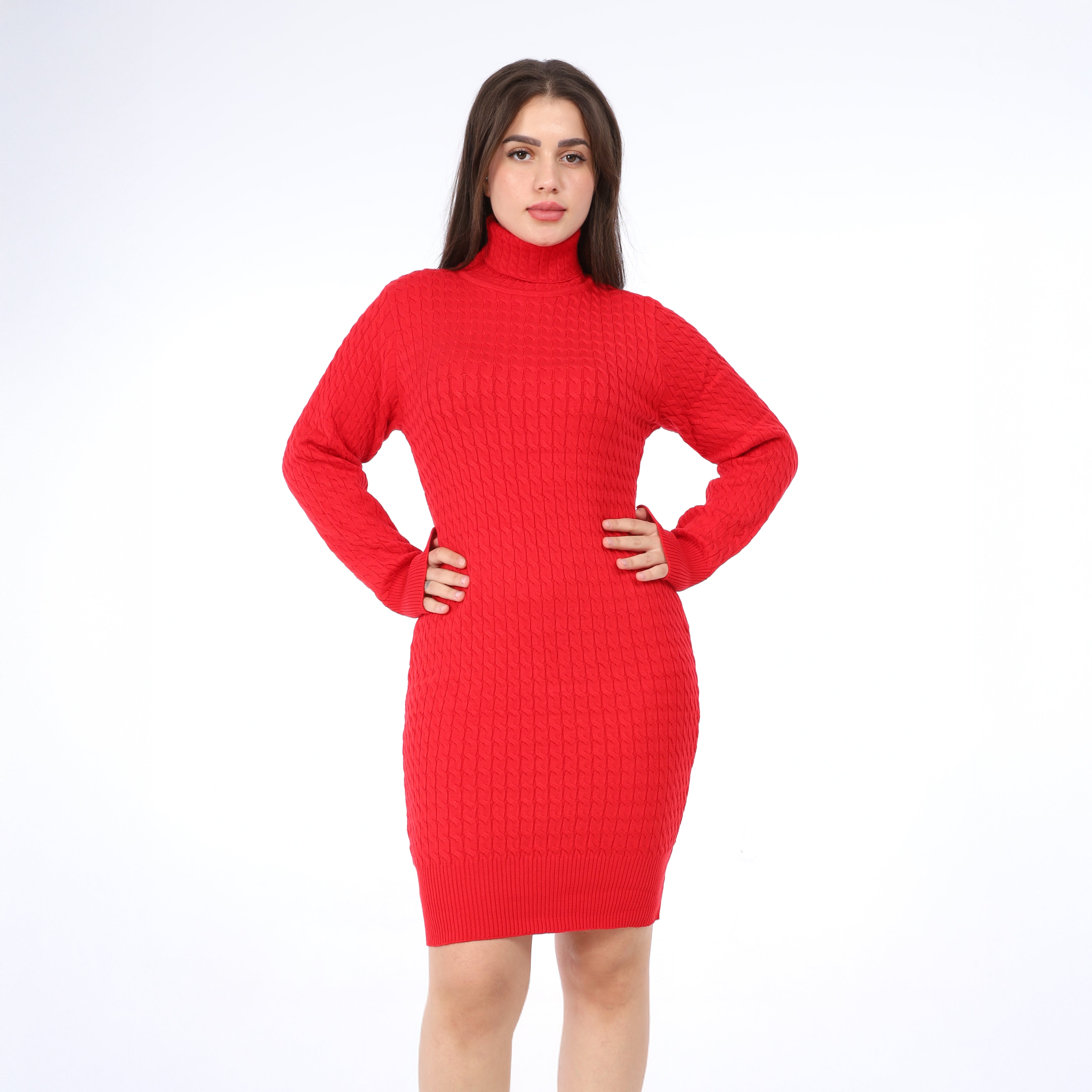 Cable Knit Turtleneck Dress w16252685