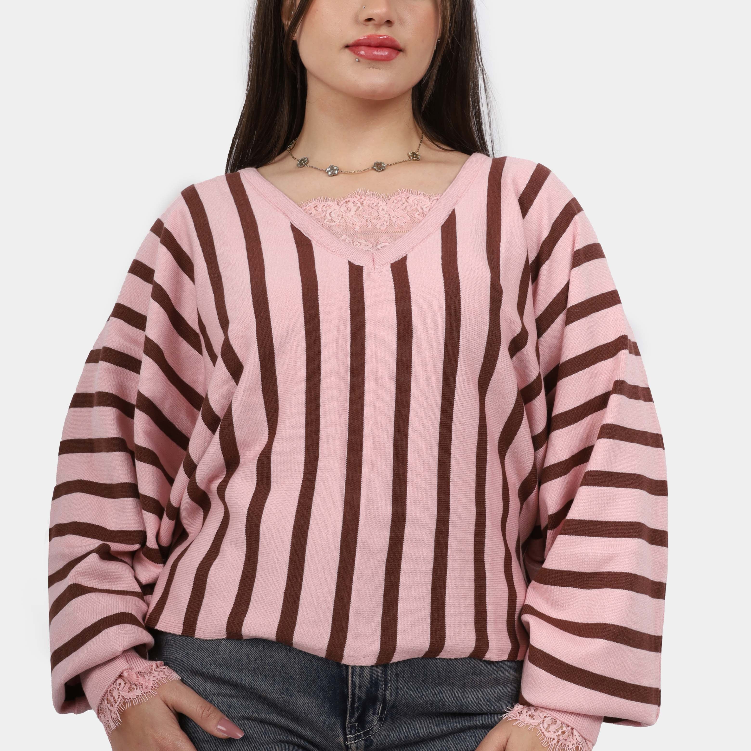 Vertical Striped Knit Pullover w16252717/1