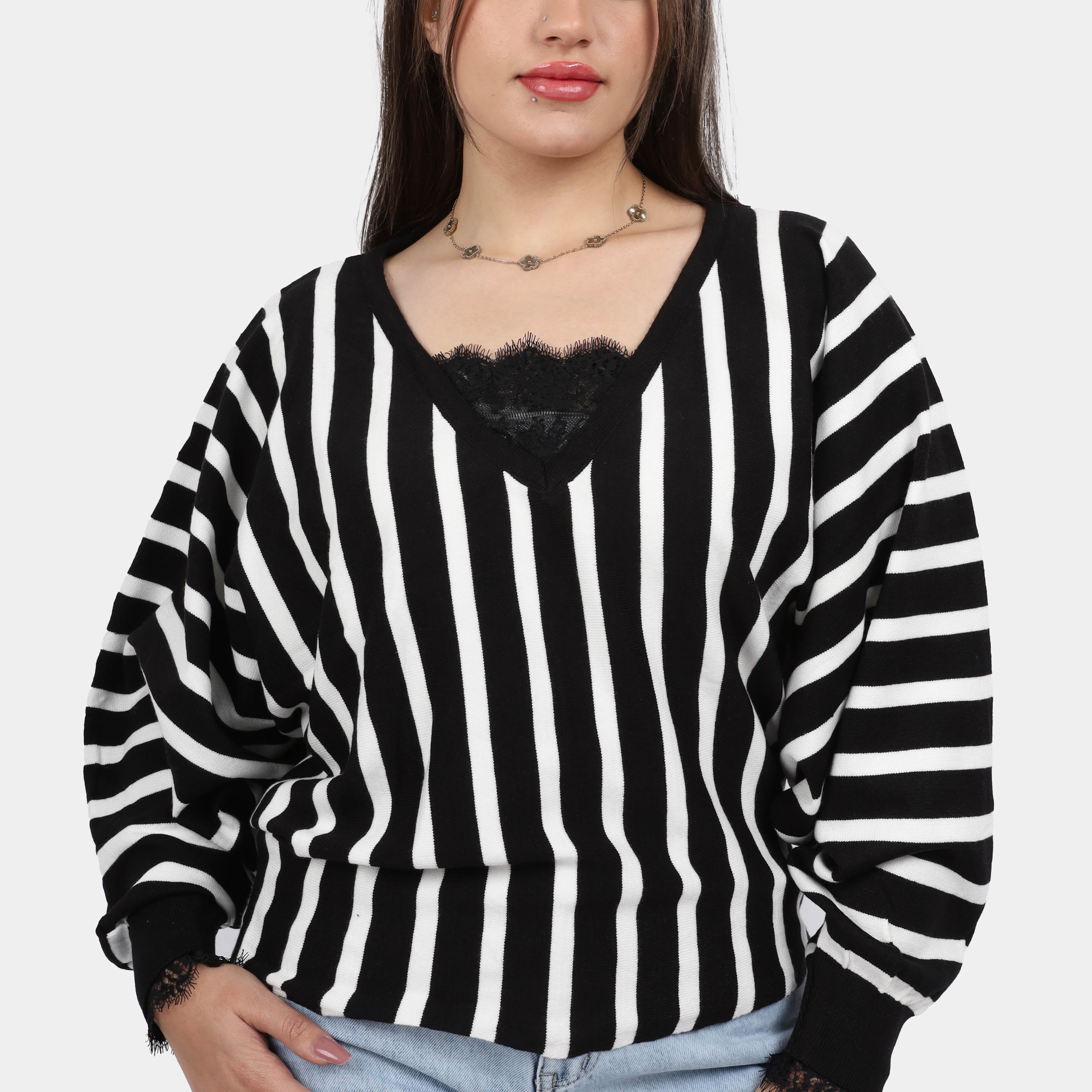 Vertical Striped Knit Pullover w16252717/1