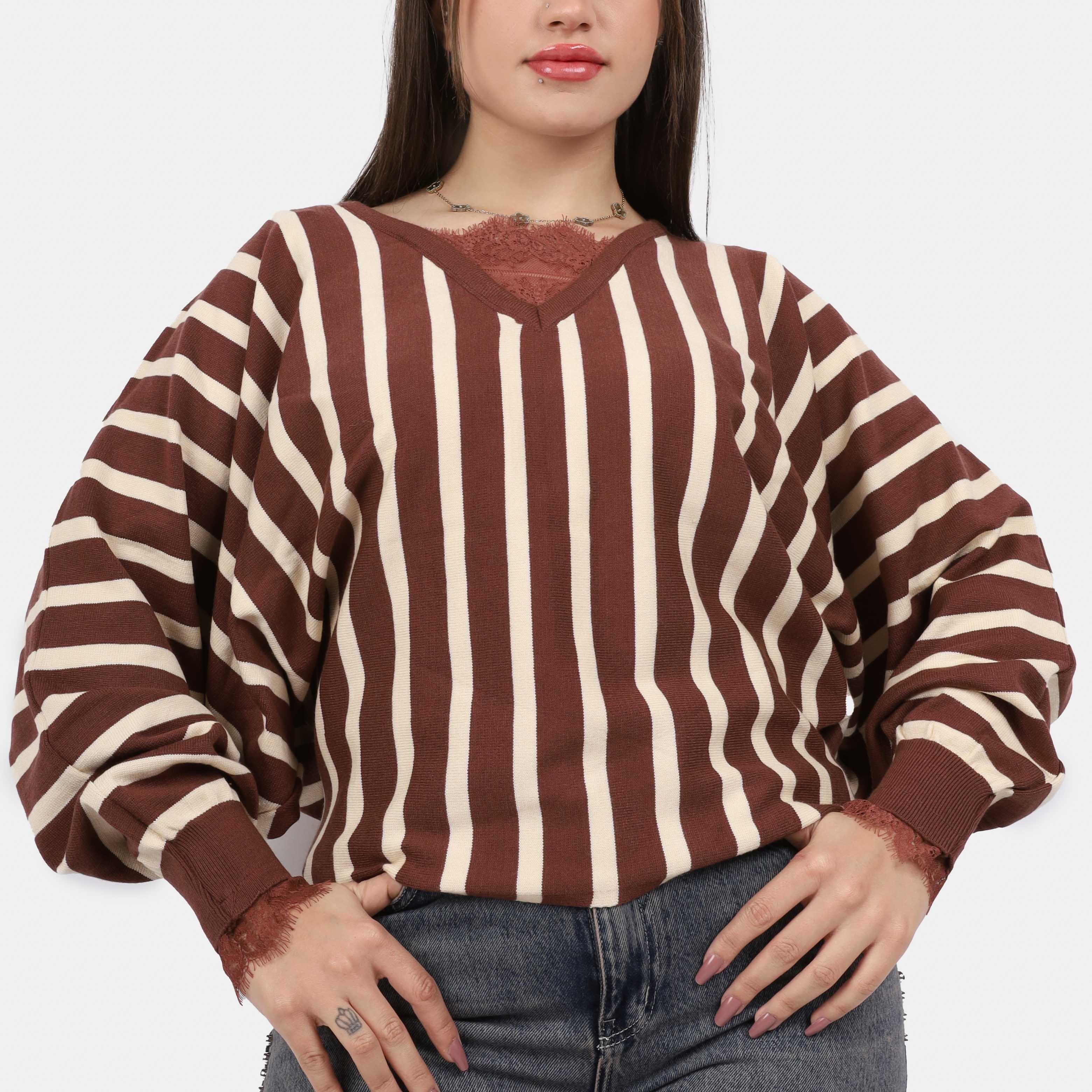 Vertical Striped Knit Pullover w16252717/1