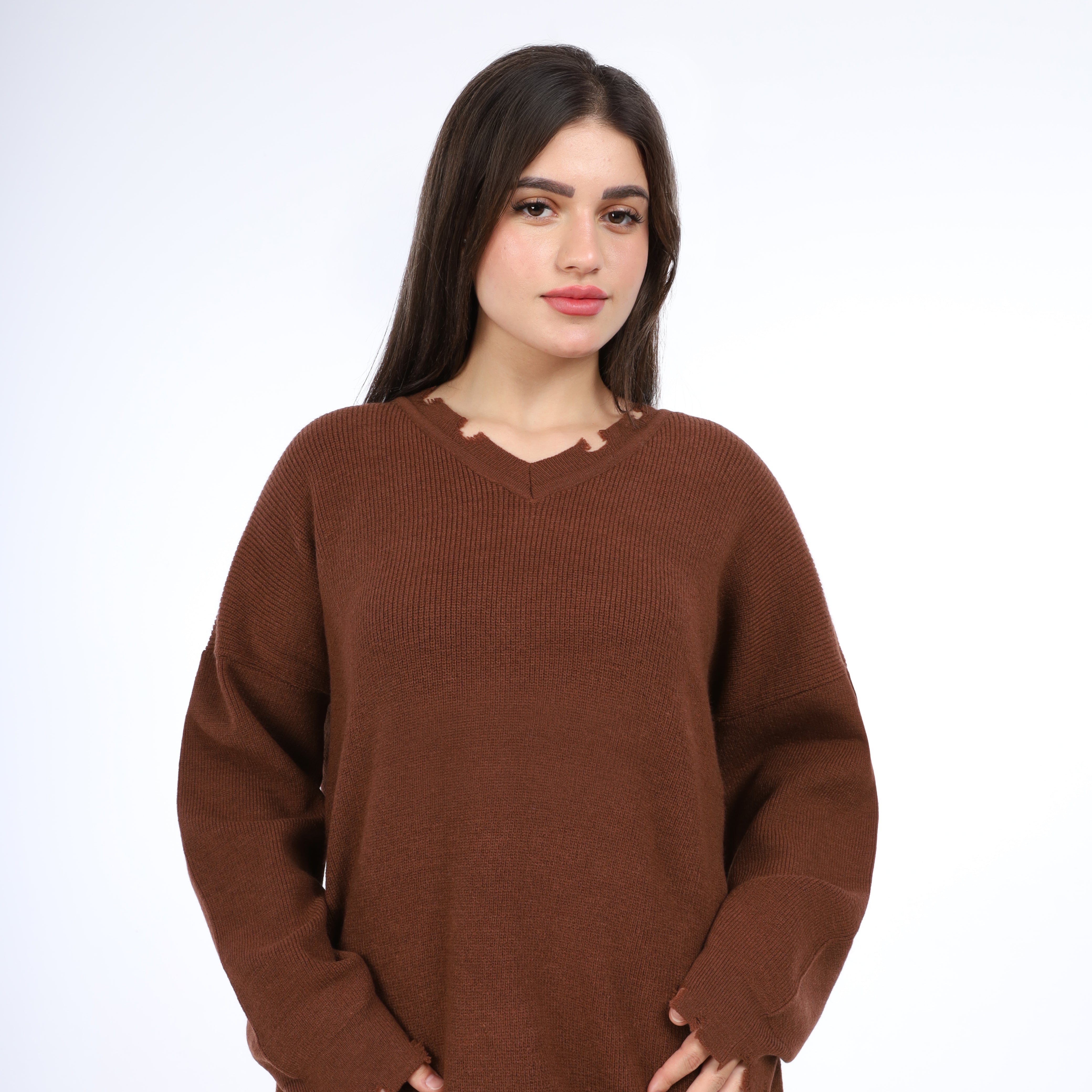 V-Neck Long Sweater w16252741