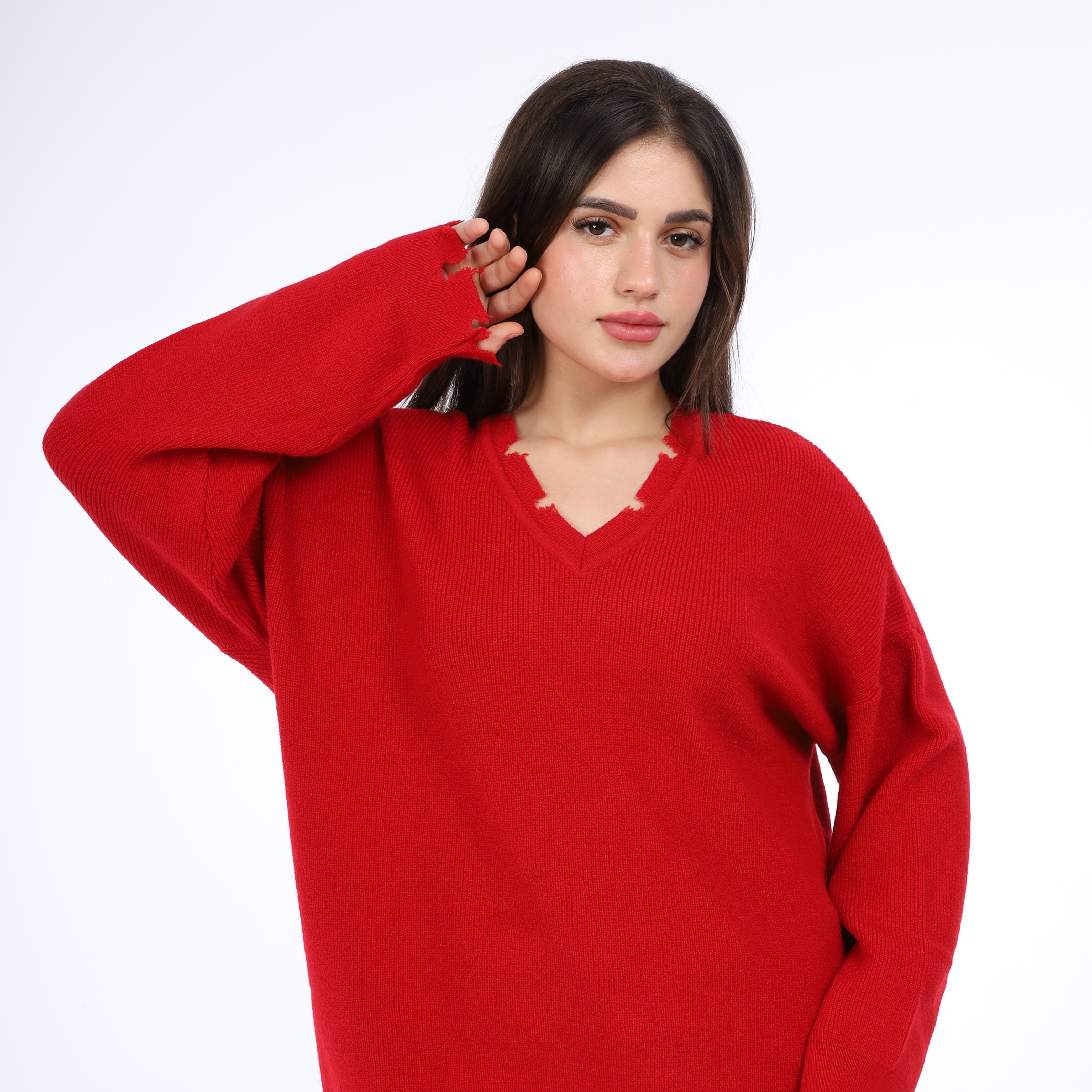 V-Neck Long Sweater w16252741