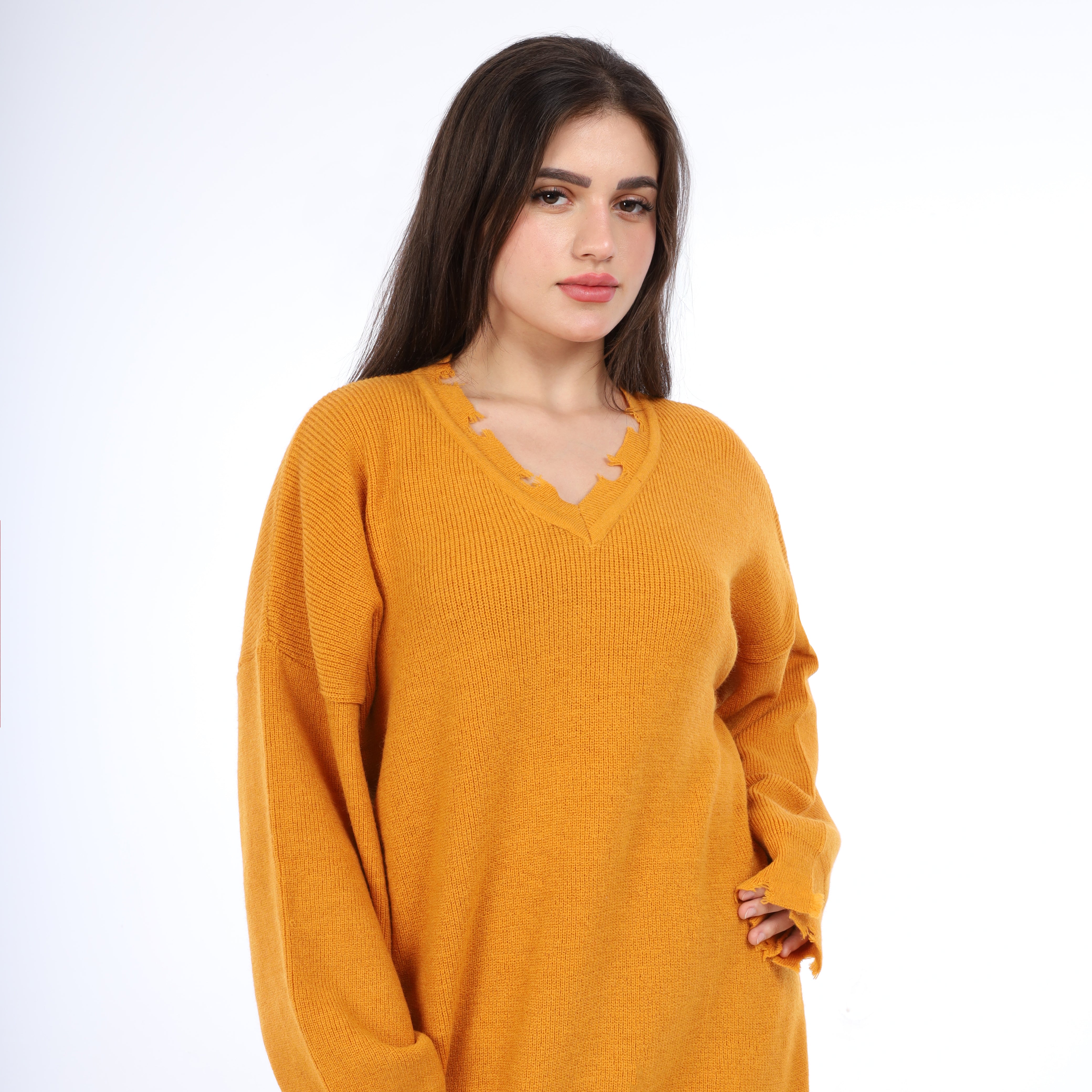 V-Neck Long Sweater w16252741
