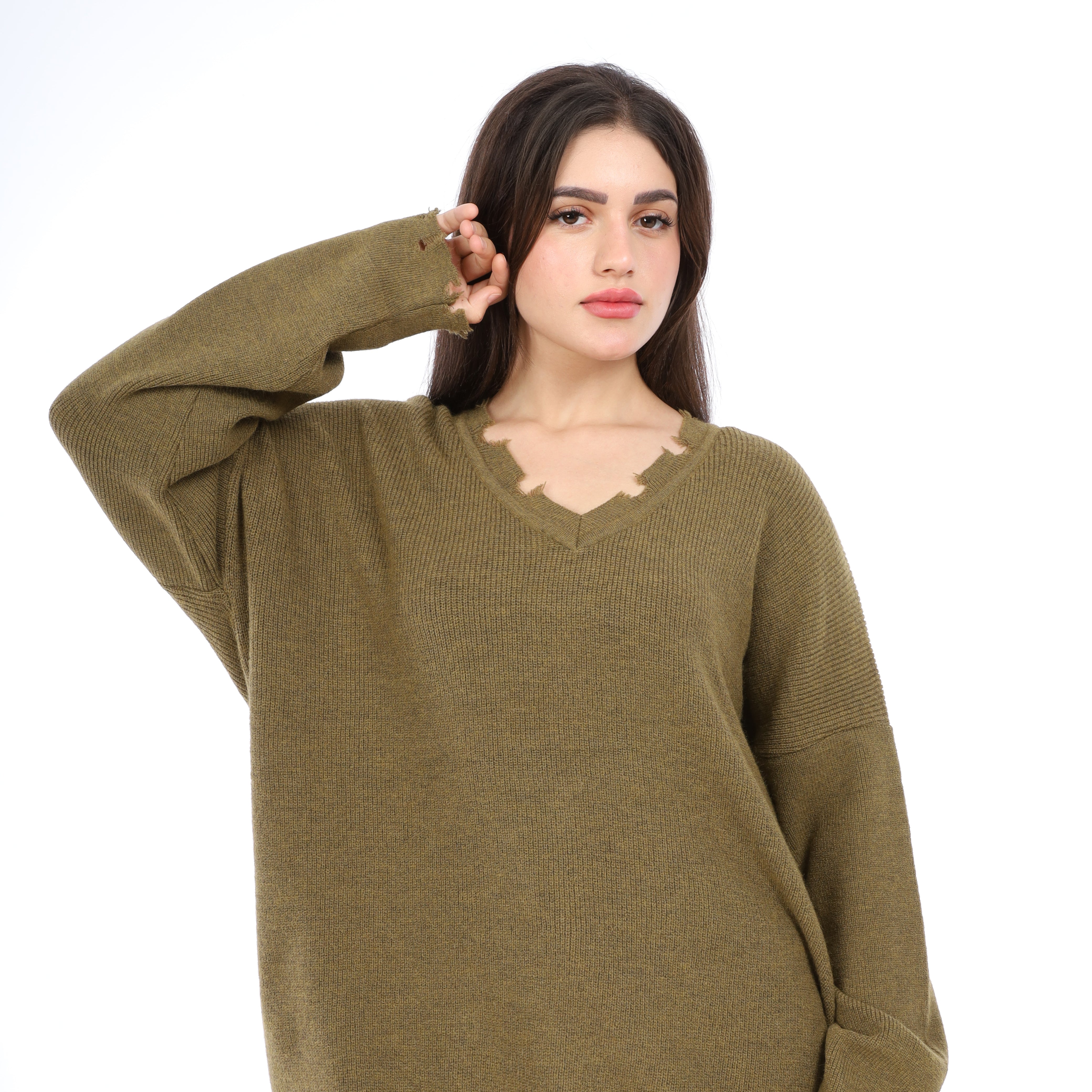 V-Neck Long Sweater w16252741