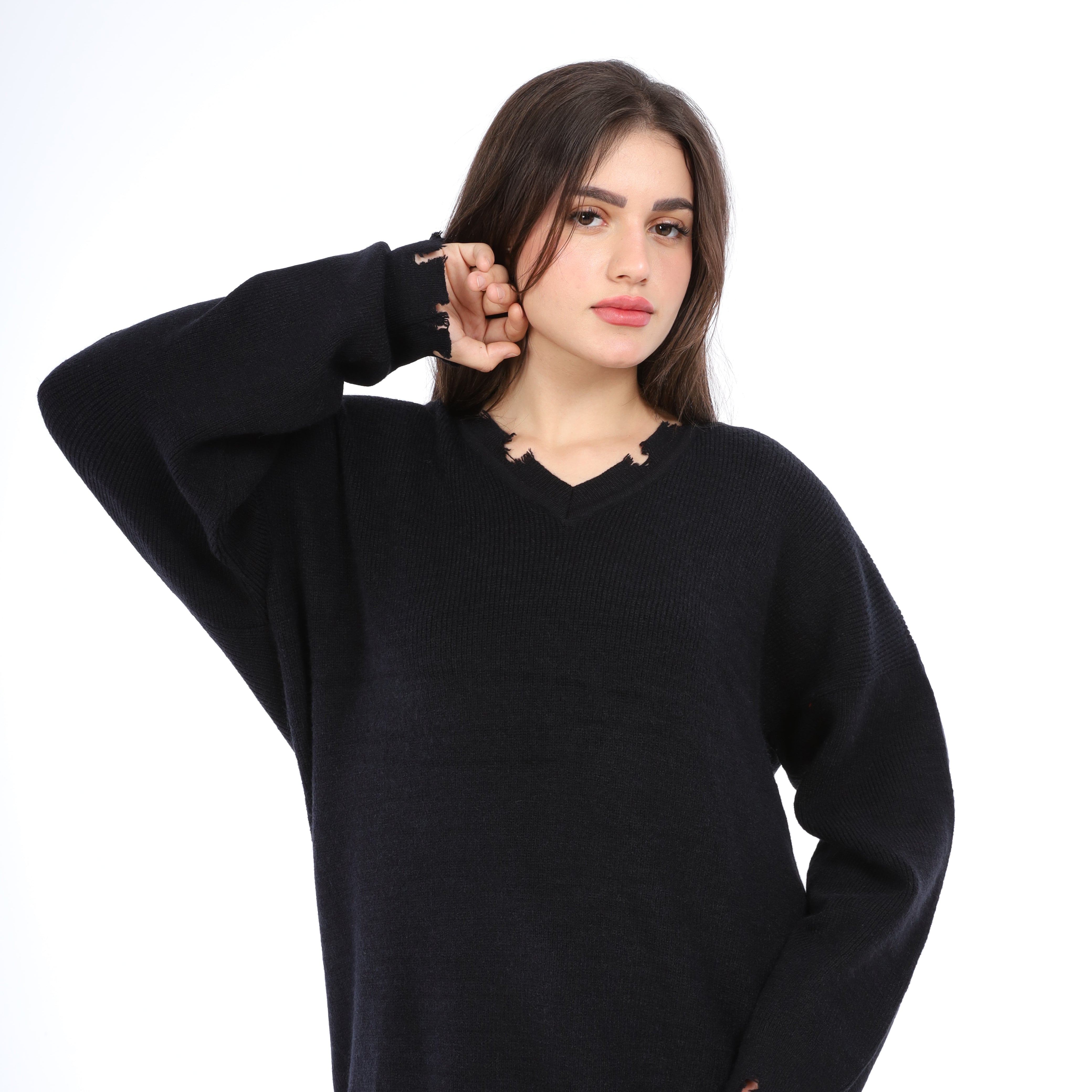 V-Neck Long Sweater w16252741